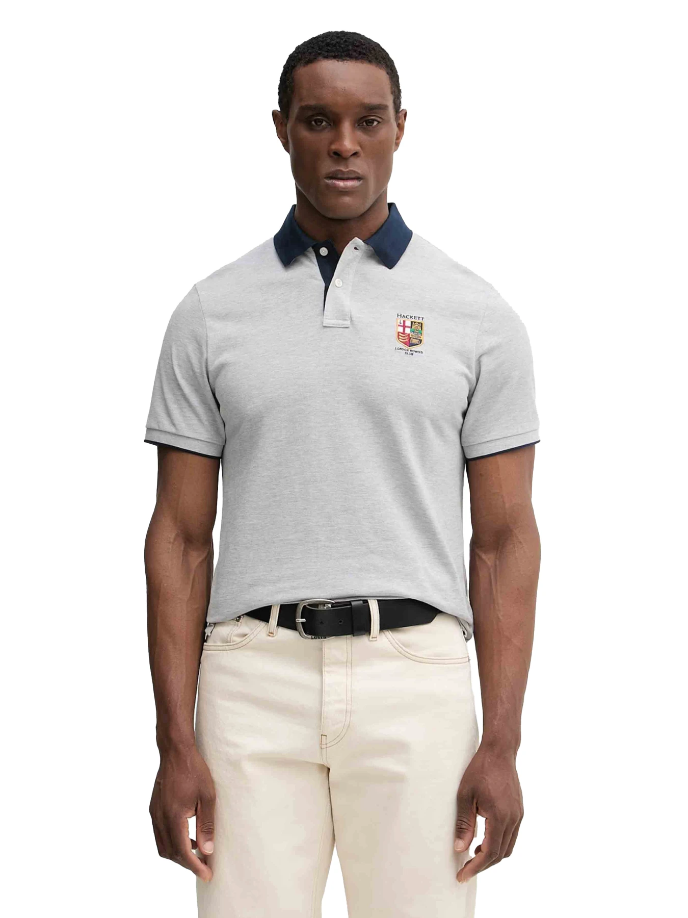 Short-Sleeve Polo Shirt with Embroidered Details Image