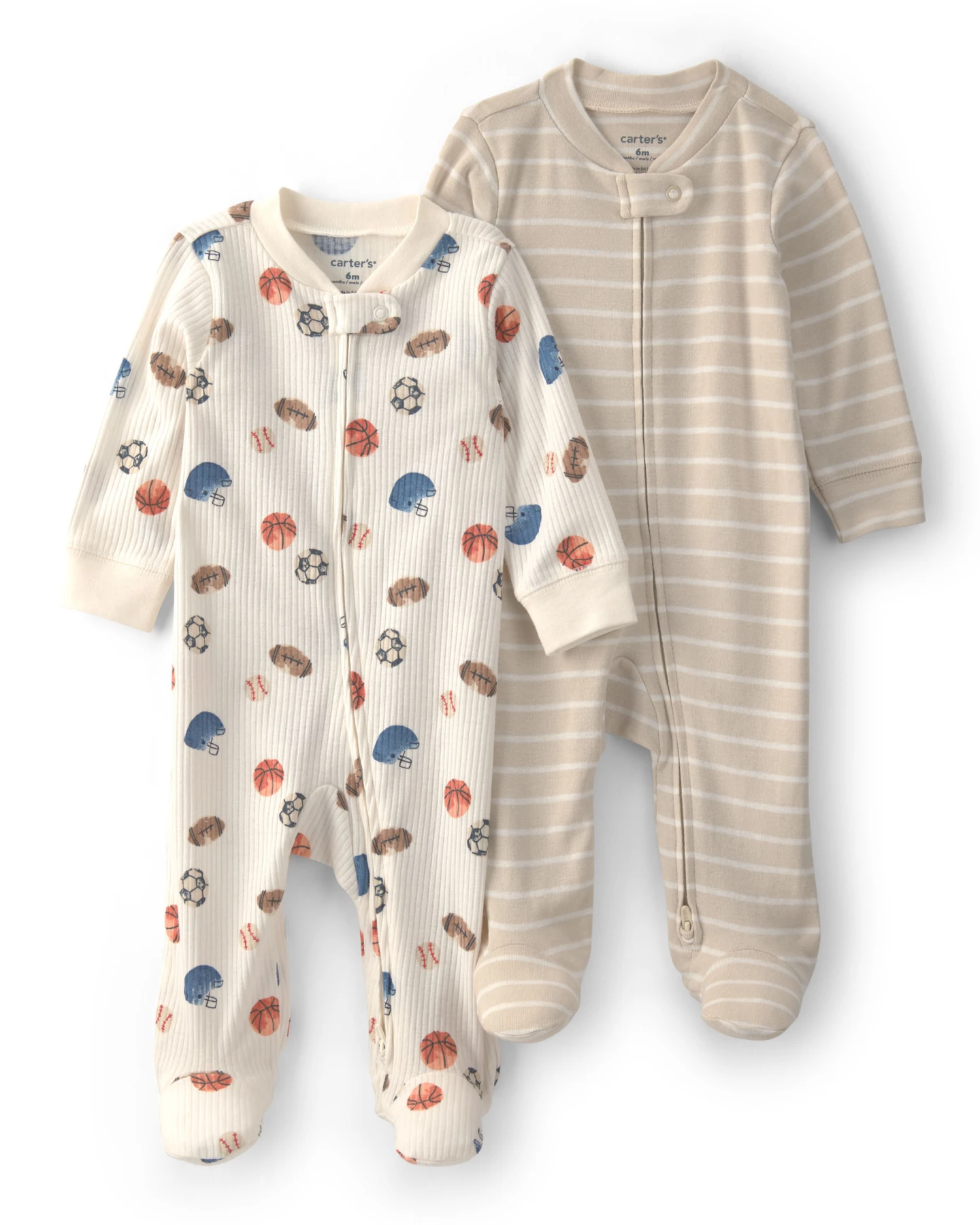 Baby Boy 2-Pack Sports Sleep & Play Pajamas - Ivory&Tan