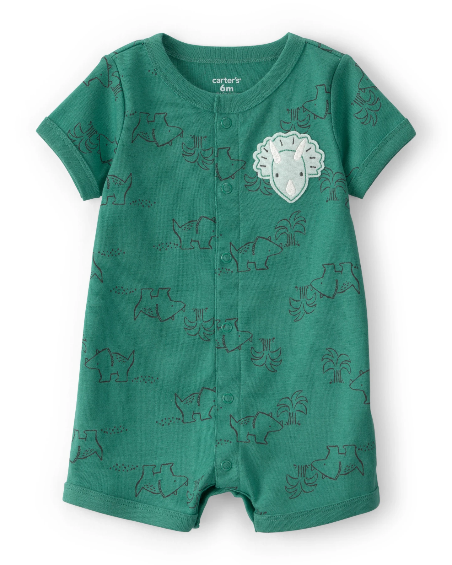 Baby Boy Dinosaur Short-Sleeve Romper - Green