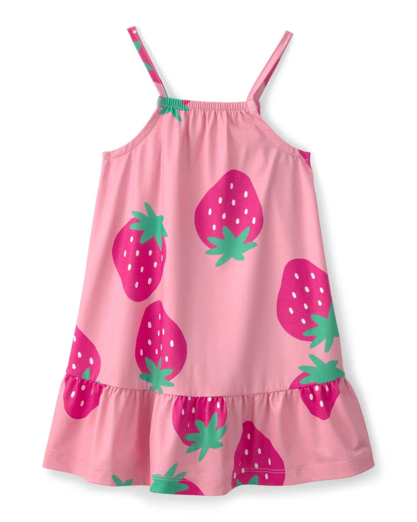Kids Girls Strawberry Swim Dress Coverup - Pink