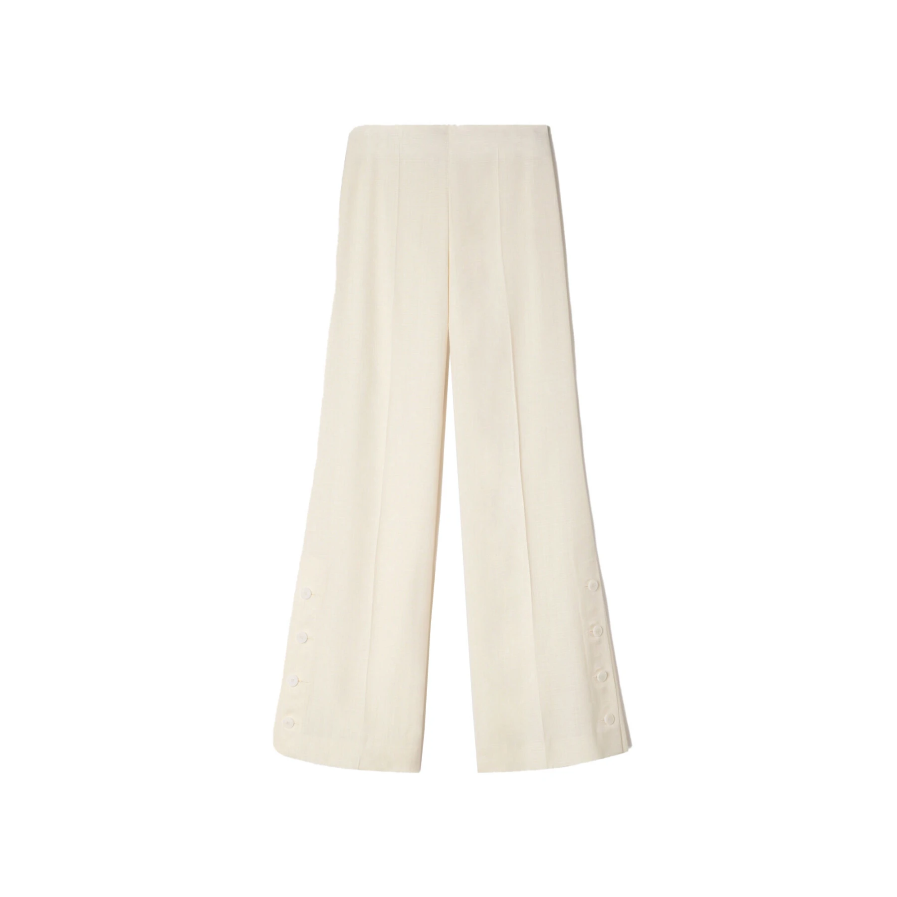 Buttoned-Slit Straight-Leg High Waisted Trousers