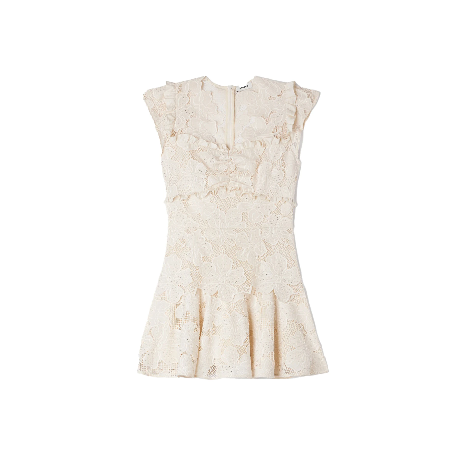 Short Guipure V-neck Short Sleeve Dress