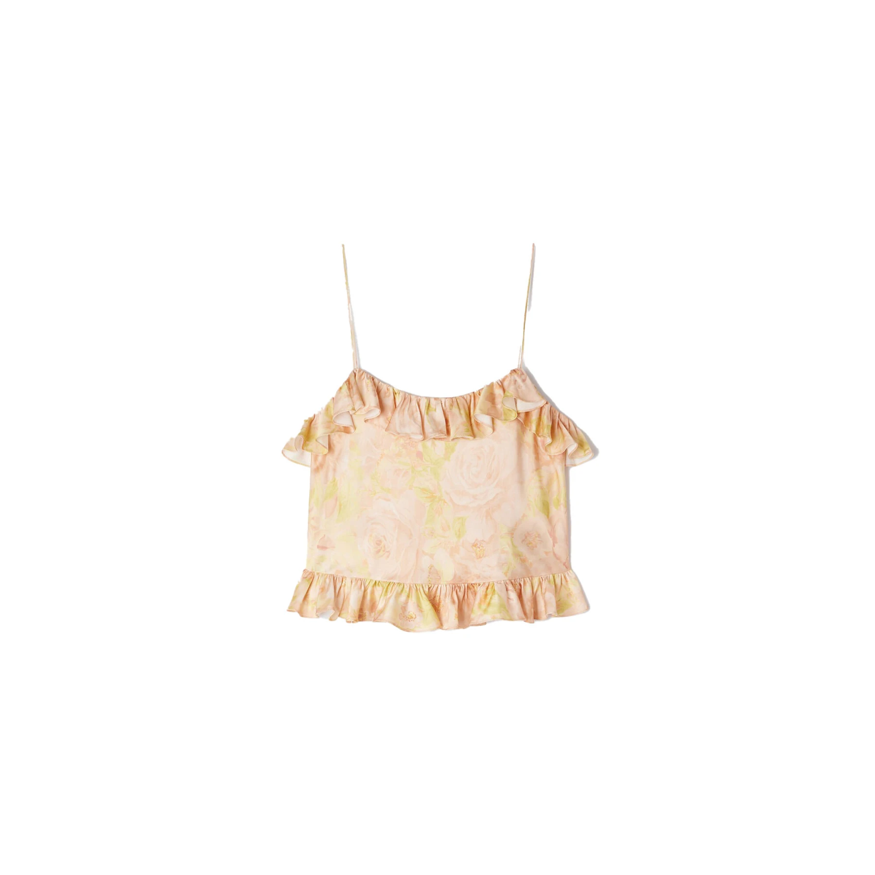 Flower Print Crop Top with Spaghetti Straps