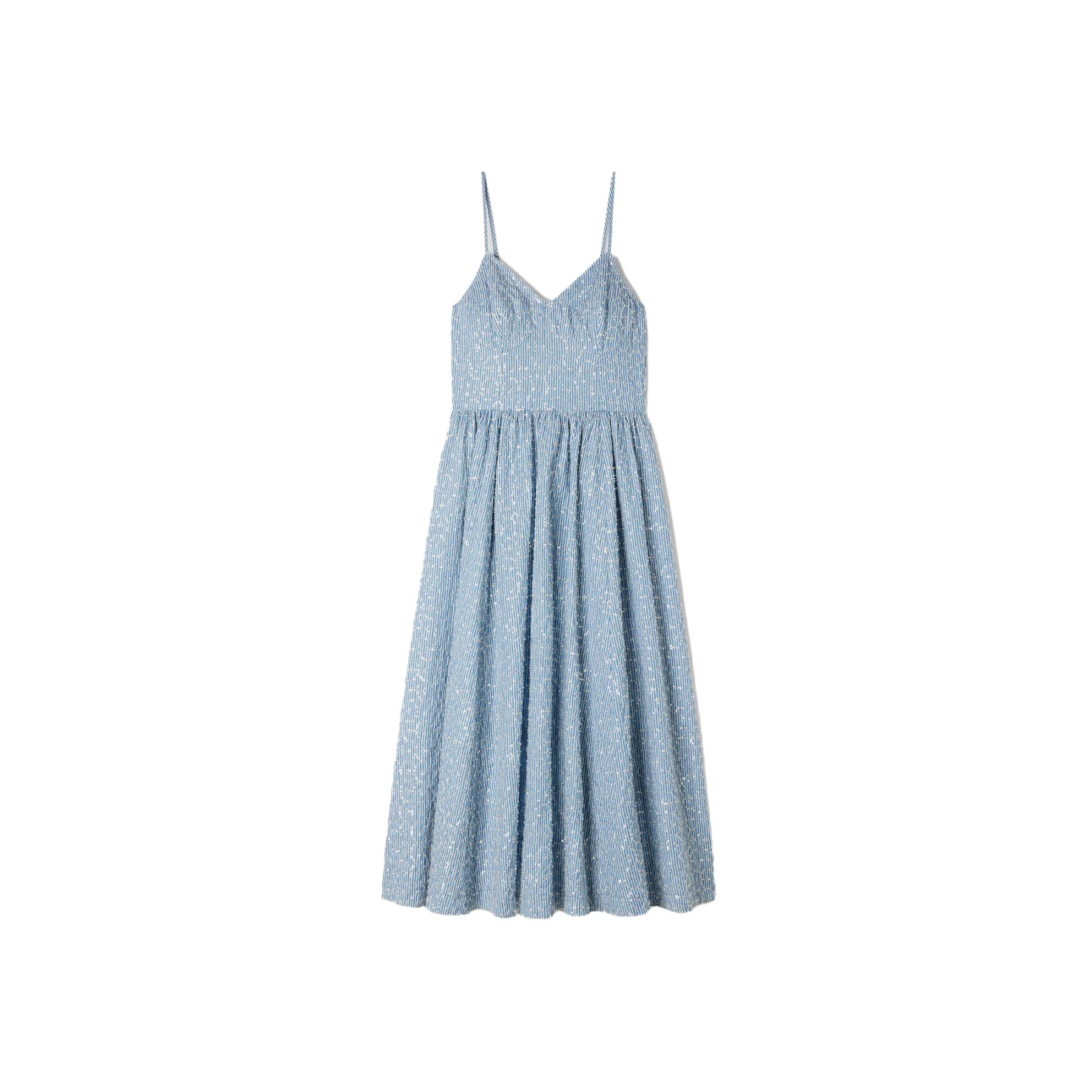 Fitted Sequined Midi Dress with Corset Effect