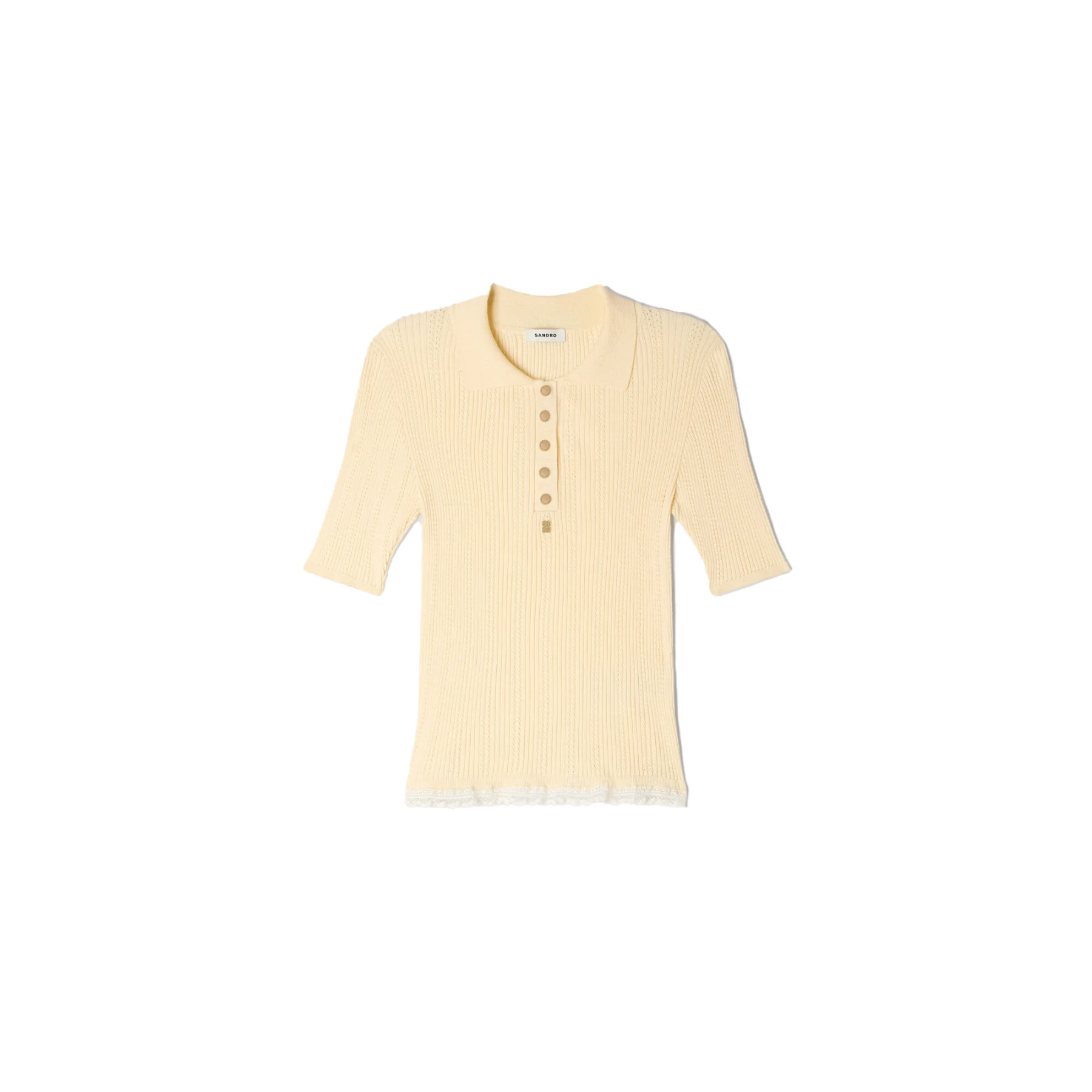 Decorative Short Sleeve Knit Polo Shirt
