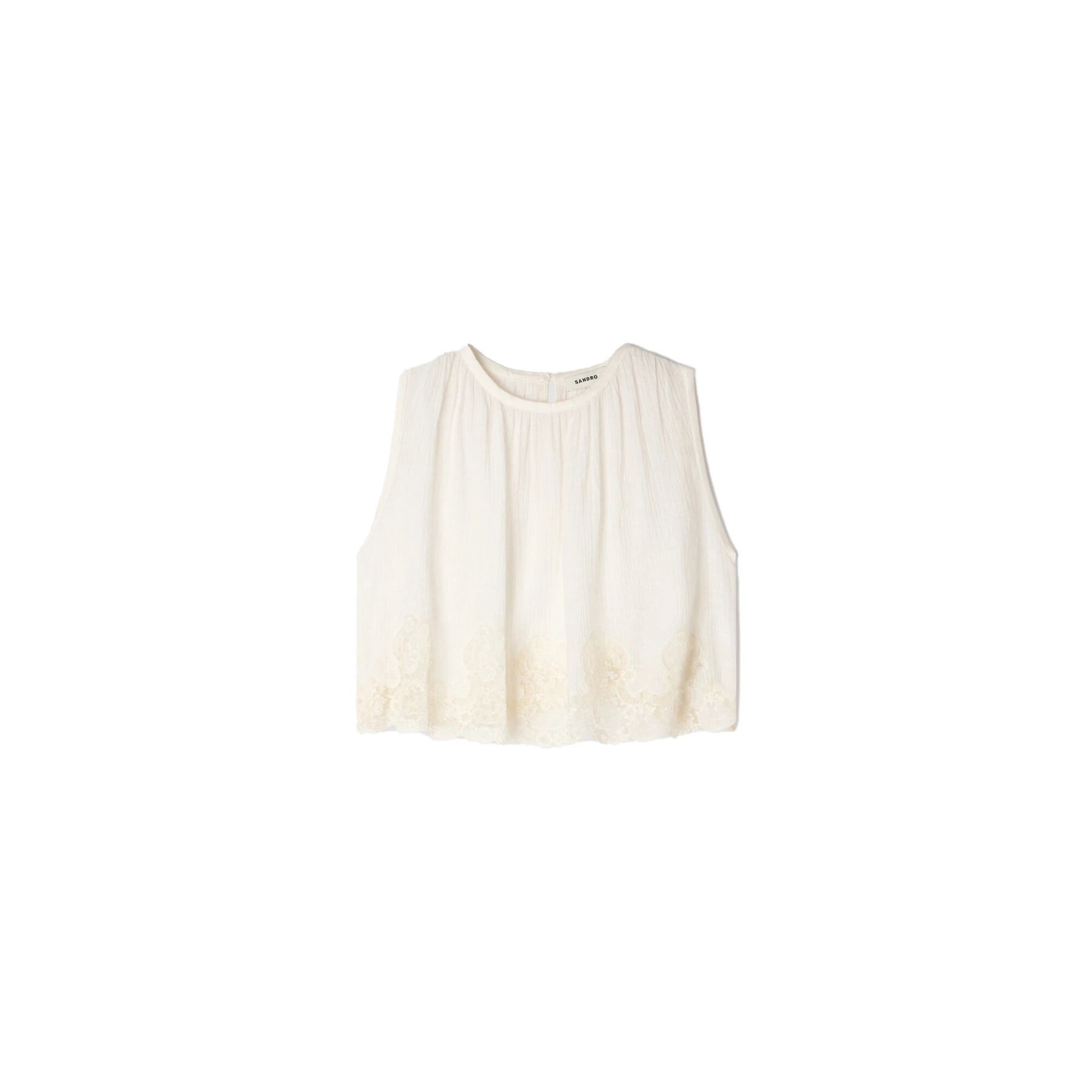 Sleeveless Crepon Crop Top