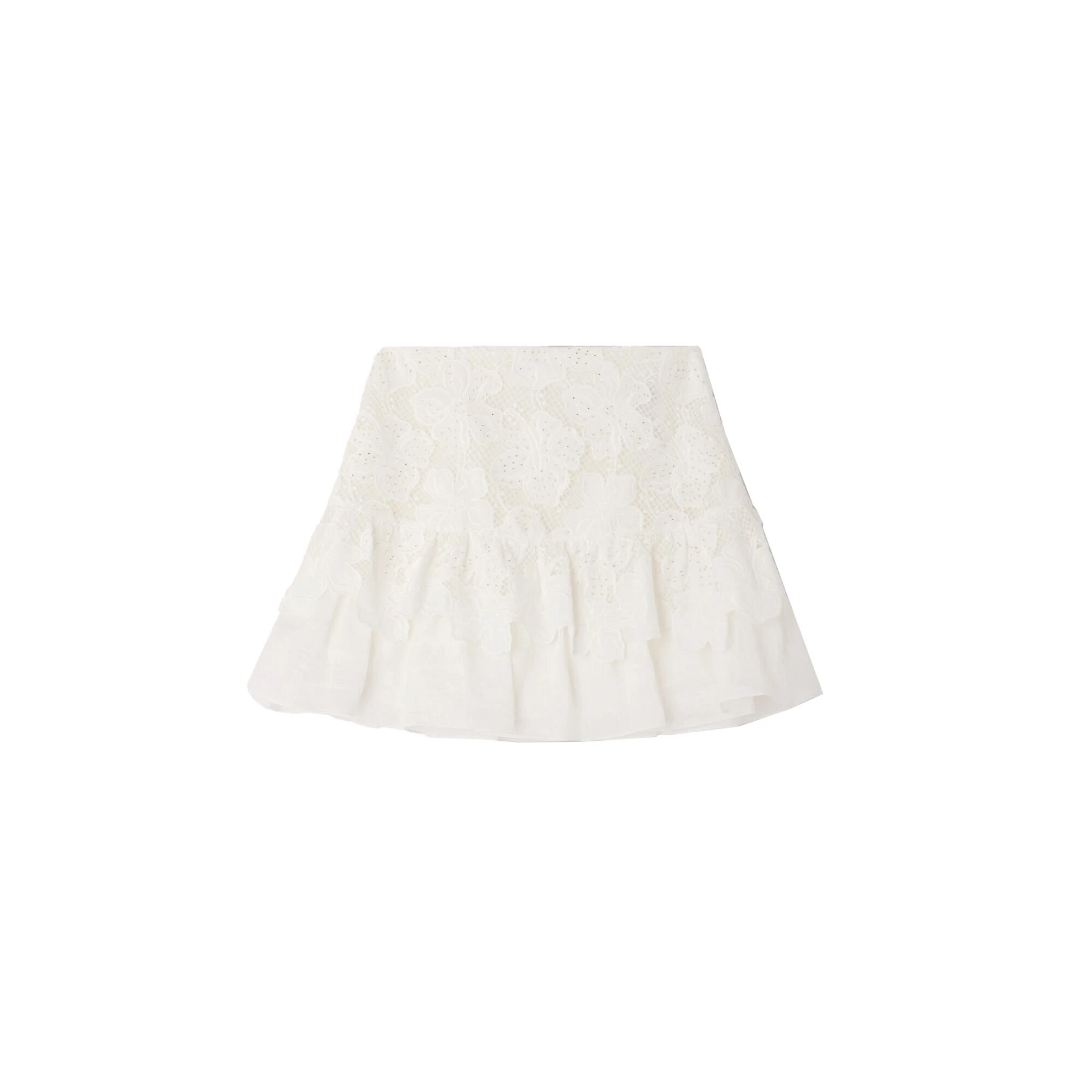 Short Flared Floral Guipure Skirt