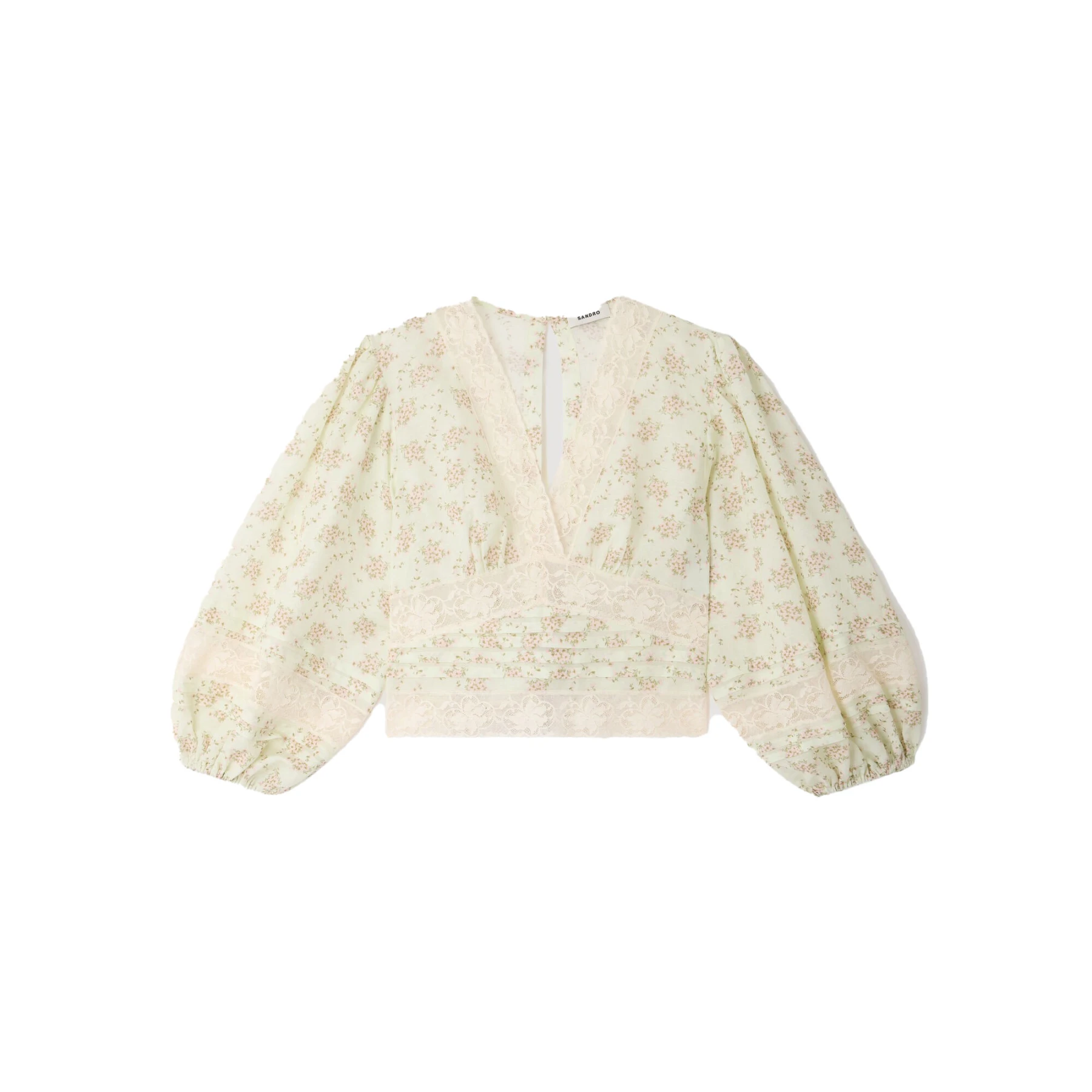 Floral Print V-neck Long Sleeve Crop Top