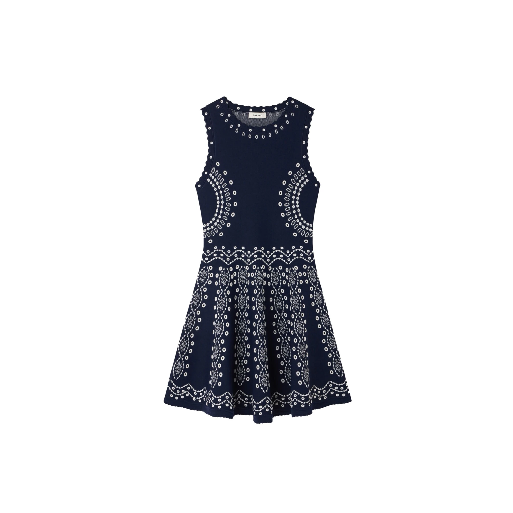Scarf-Print Sleeveless Knit Short Dress