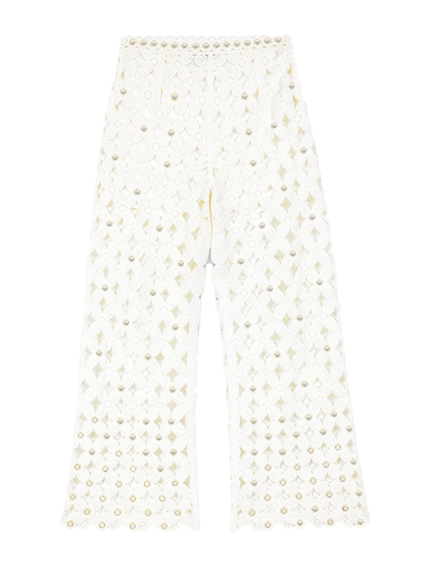 Straight Leg Crochet Trousers With Mirrors