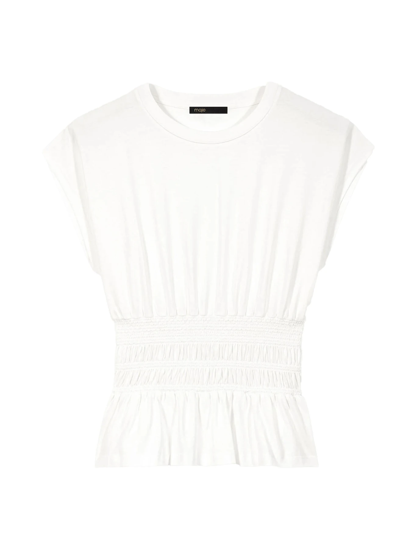 Fitted Pleated Crew-neck Short Sleeve T-Shirt
