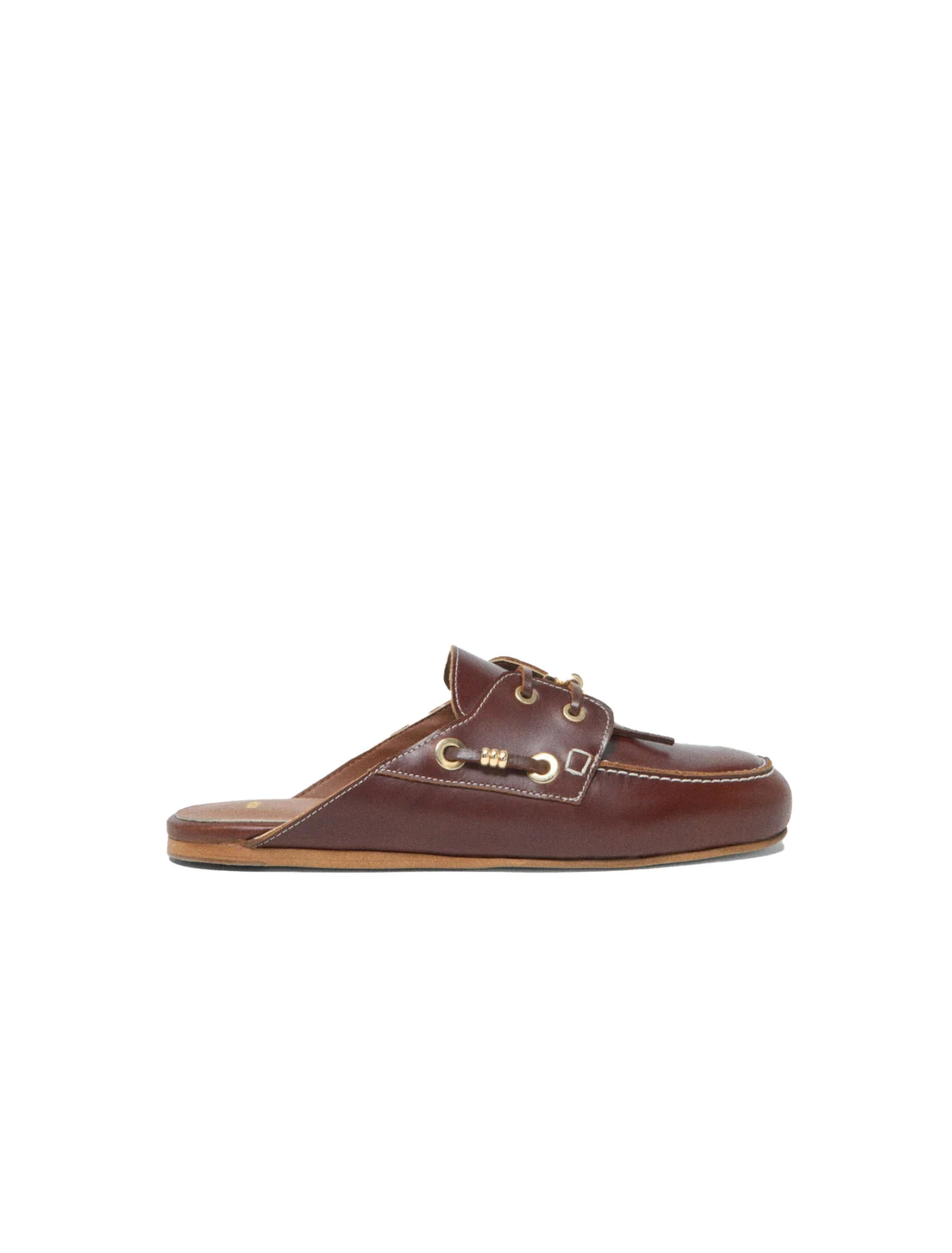 Smooth Leather Boat Mules