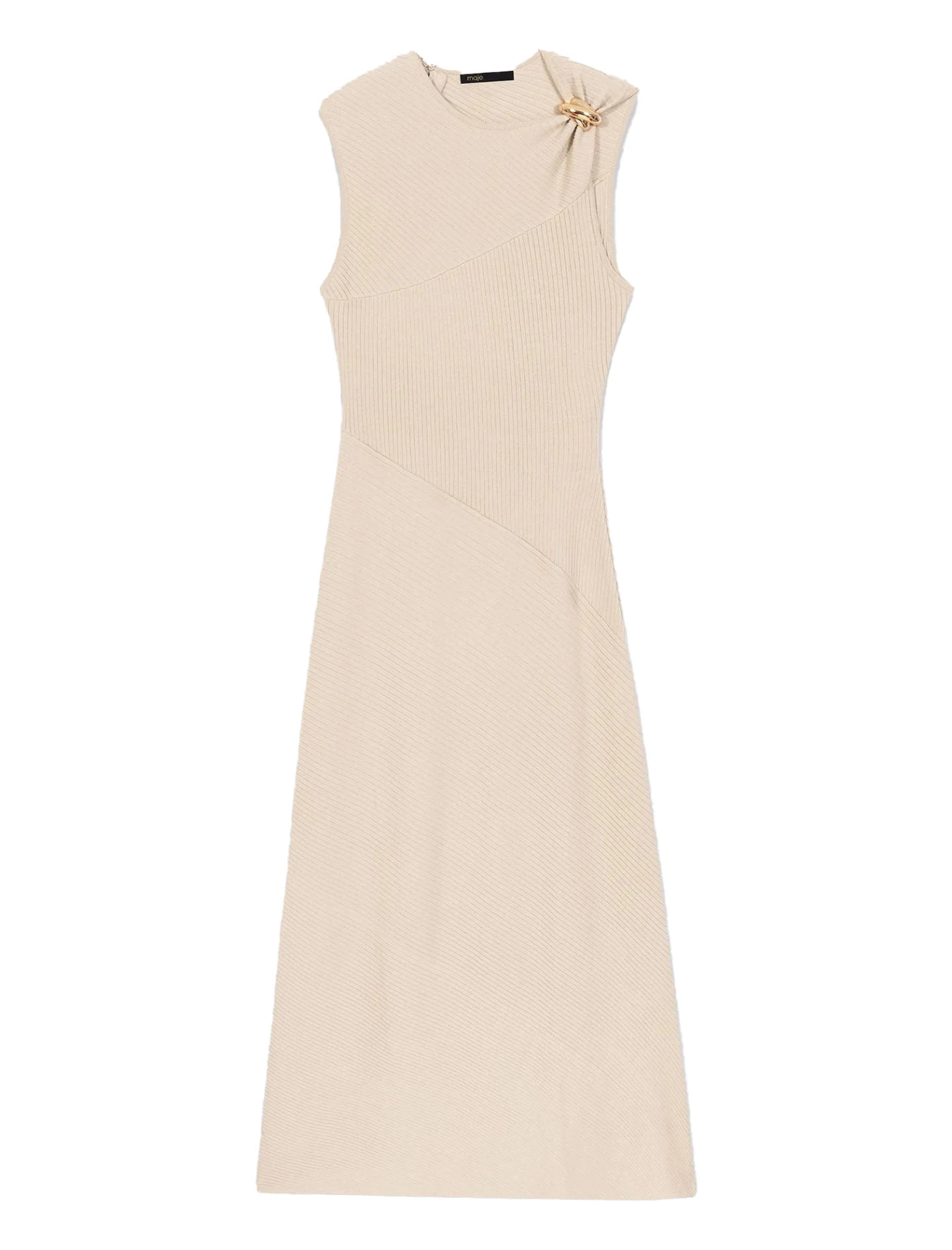 Rib Knit Long Dress With Jewellery 