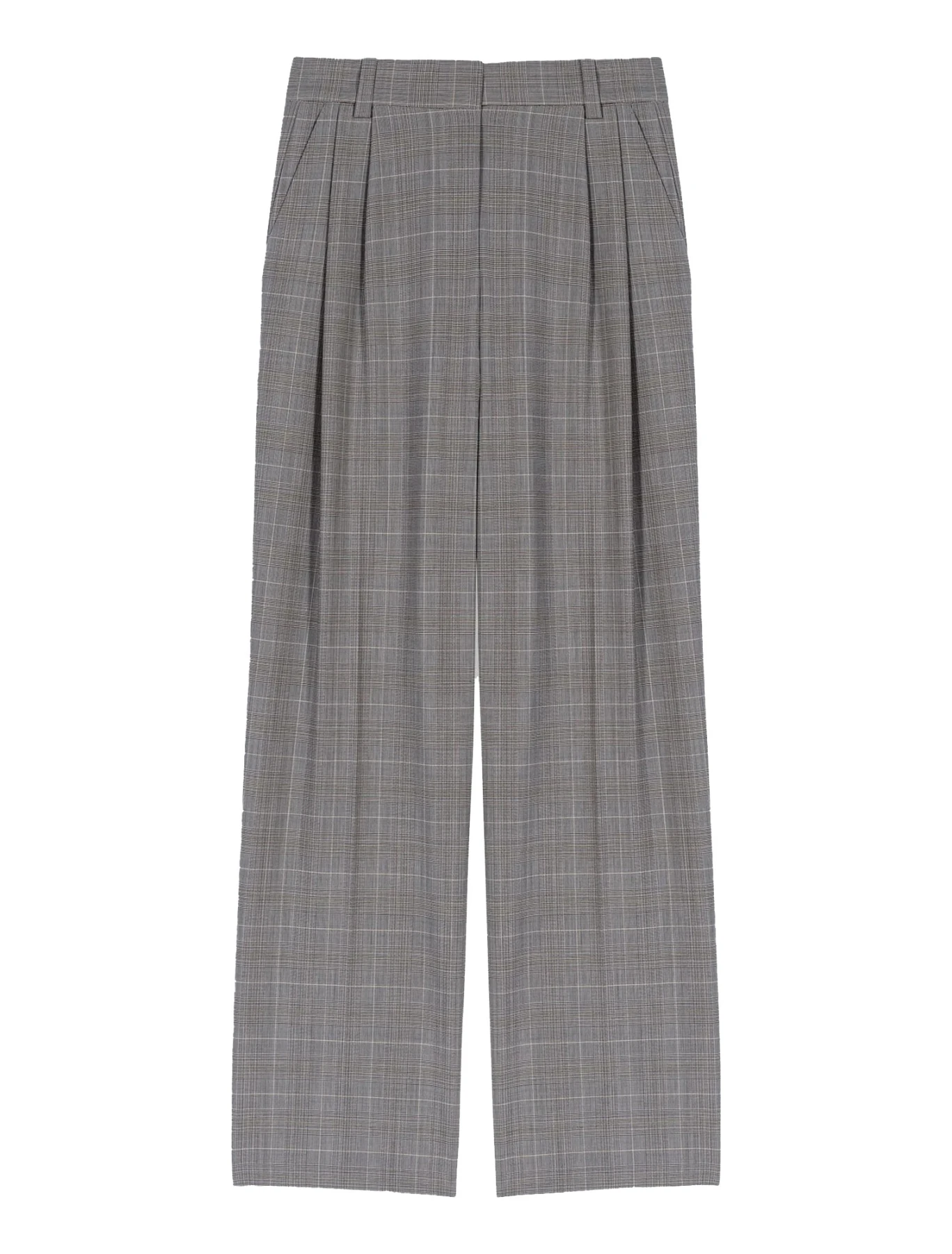 High Waist Checked Suit Trousers
