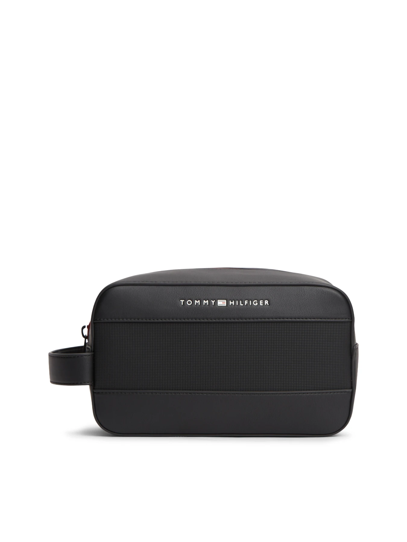Metal Logo Mixed Texture Washbag