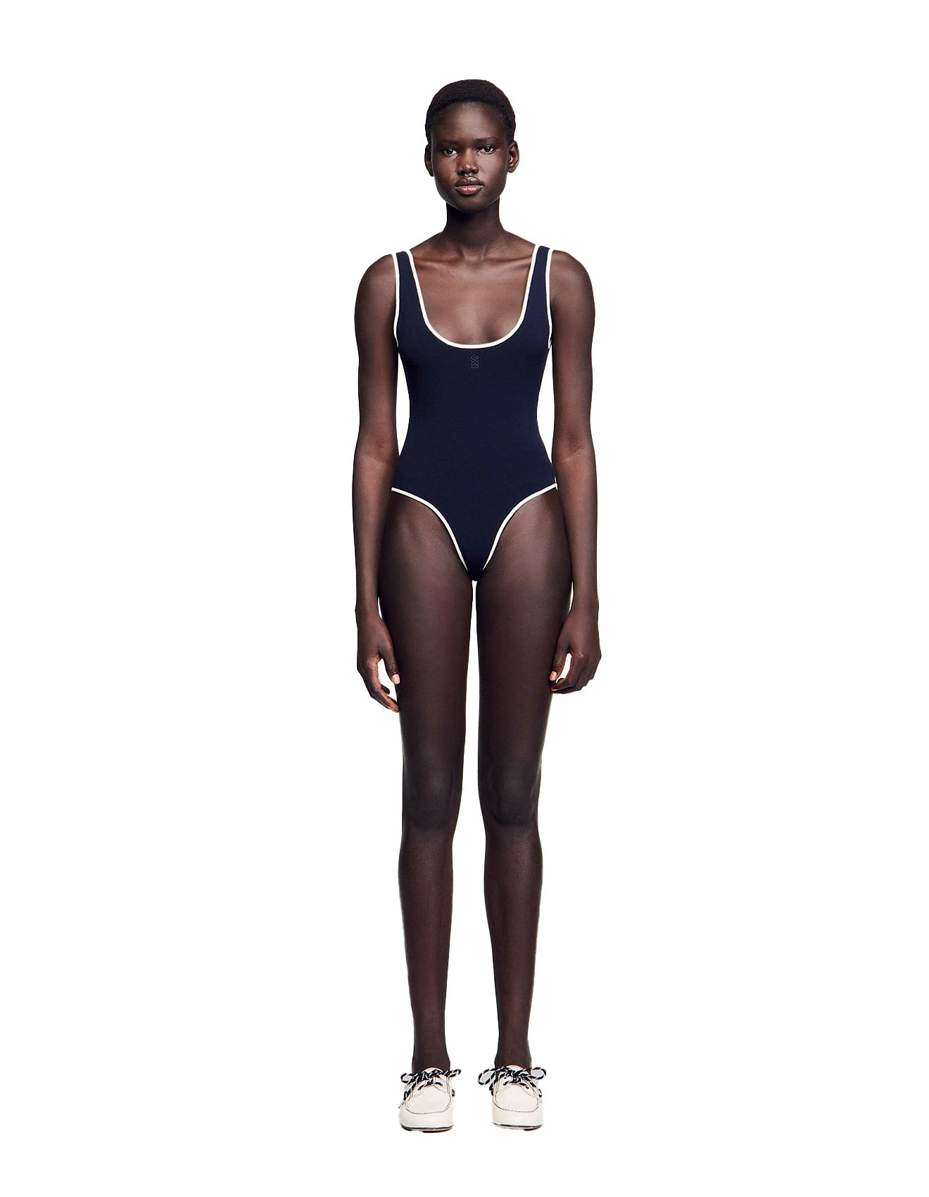 Fine Knit Bodysuit with Contrasting Trim Image
