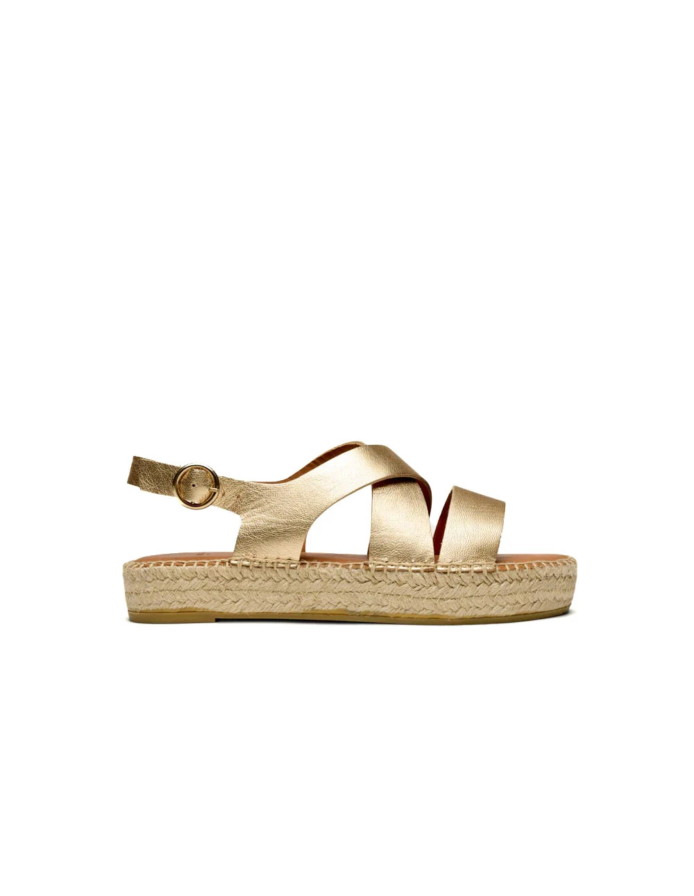 Criss-Cross Metallic Leather Espadrille Sandals