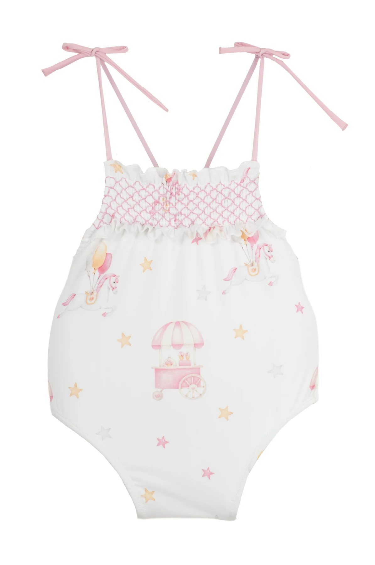 Kids Printed One Piece Swimsuit with Tie Straps