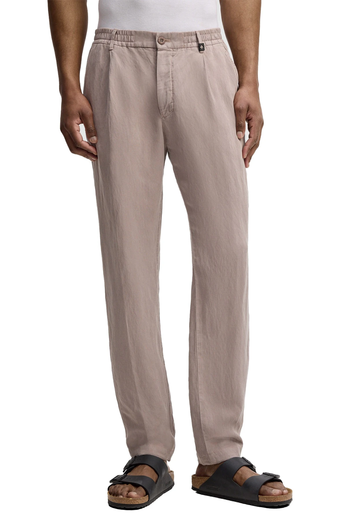 Regular Fit Straight Leg Linen Blend Chino Pants