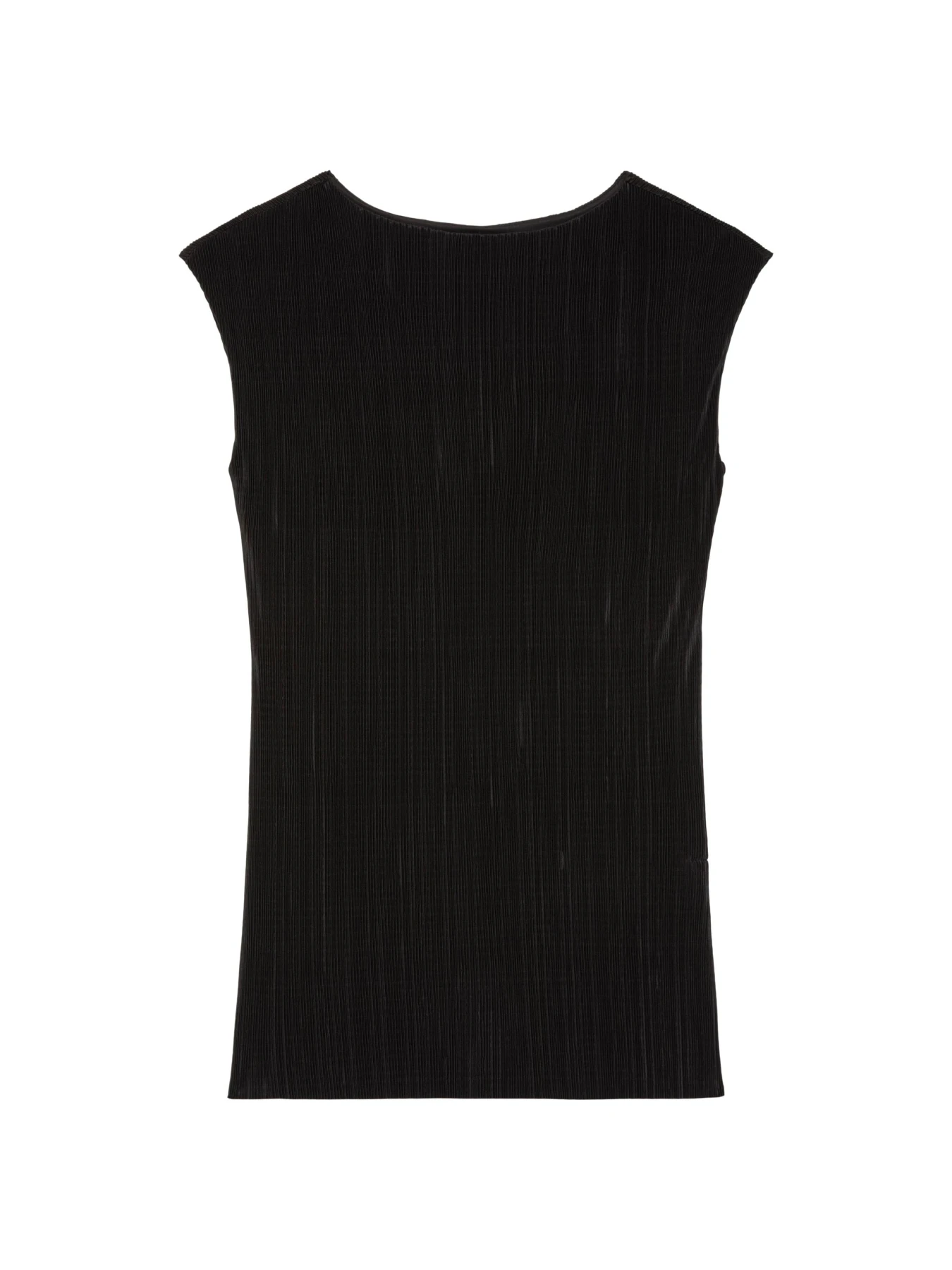 Sleeveless Pleated Boatneck Tunic Top