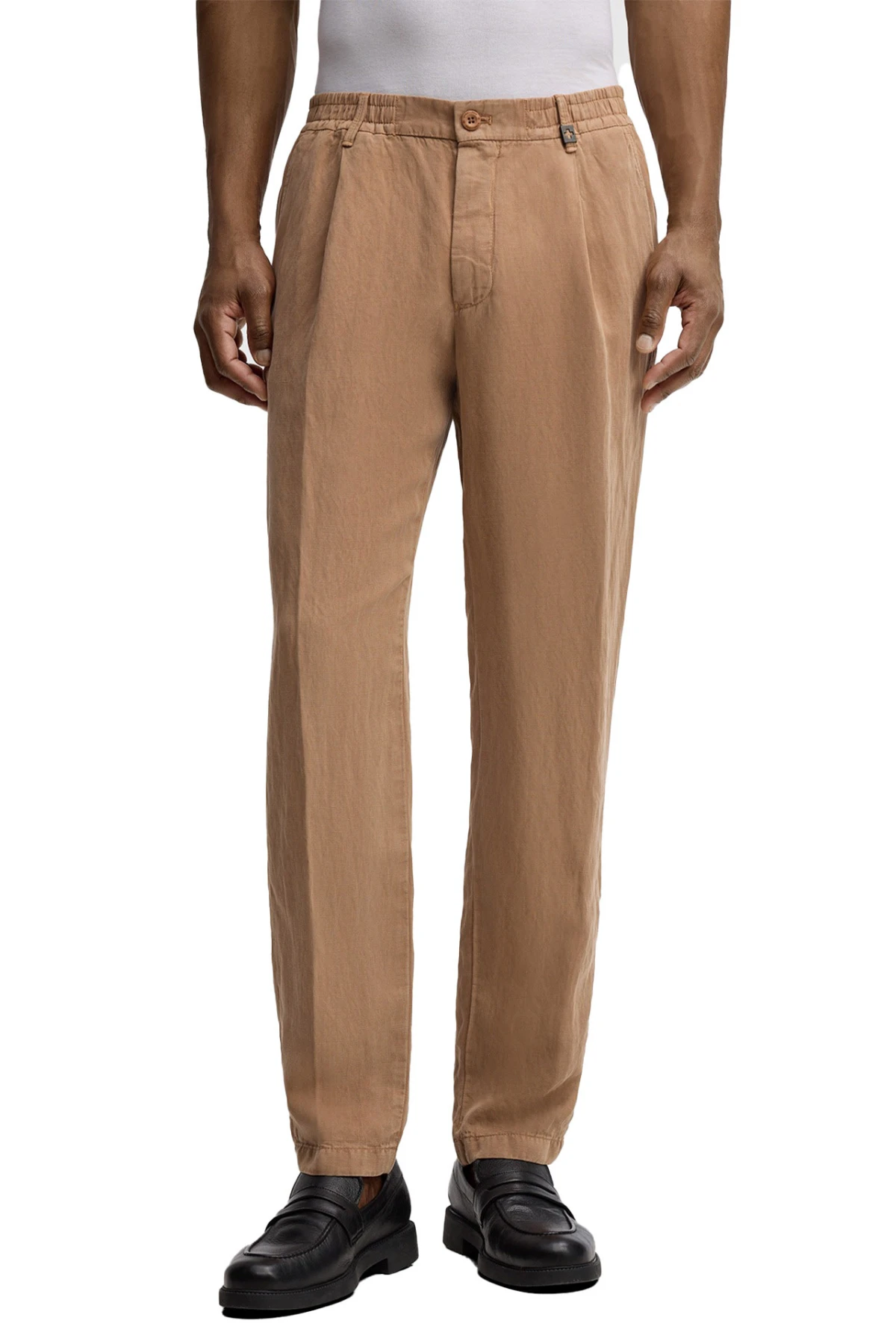 Regular Fit Straight Leg Linen Blend Chino Pants