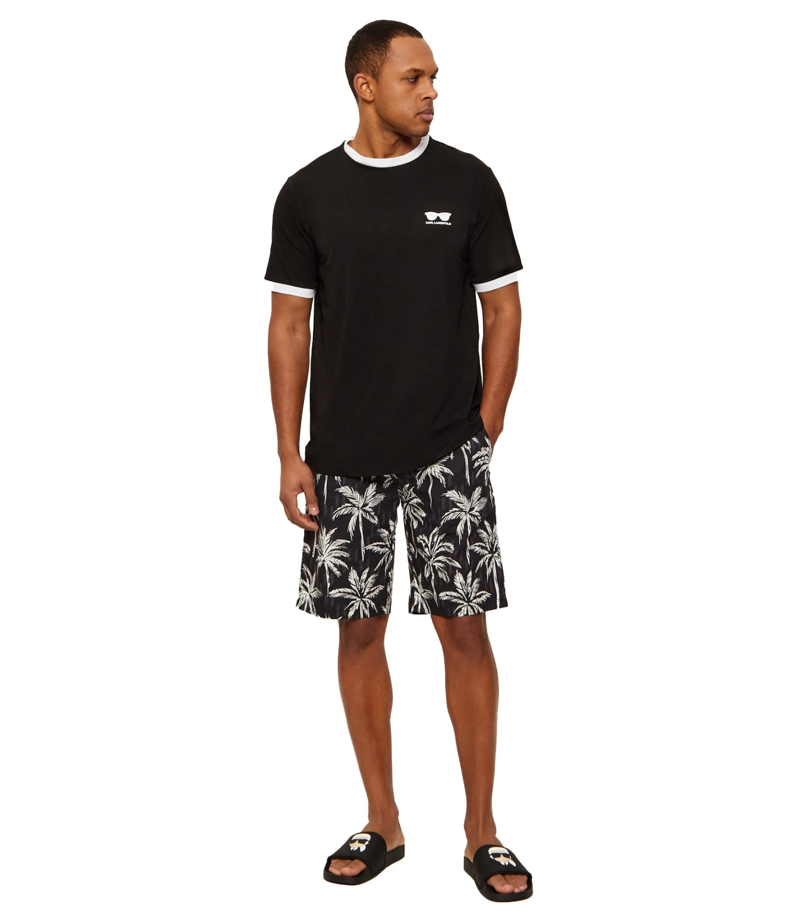 Regular Fit Ringer Short Sleeve T - Shirtwith Ikonik Sunglasses Logo