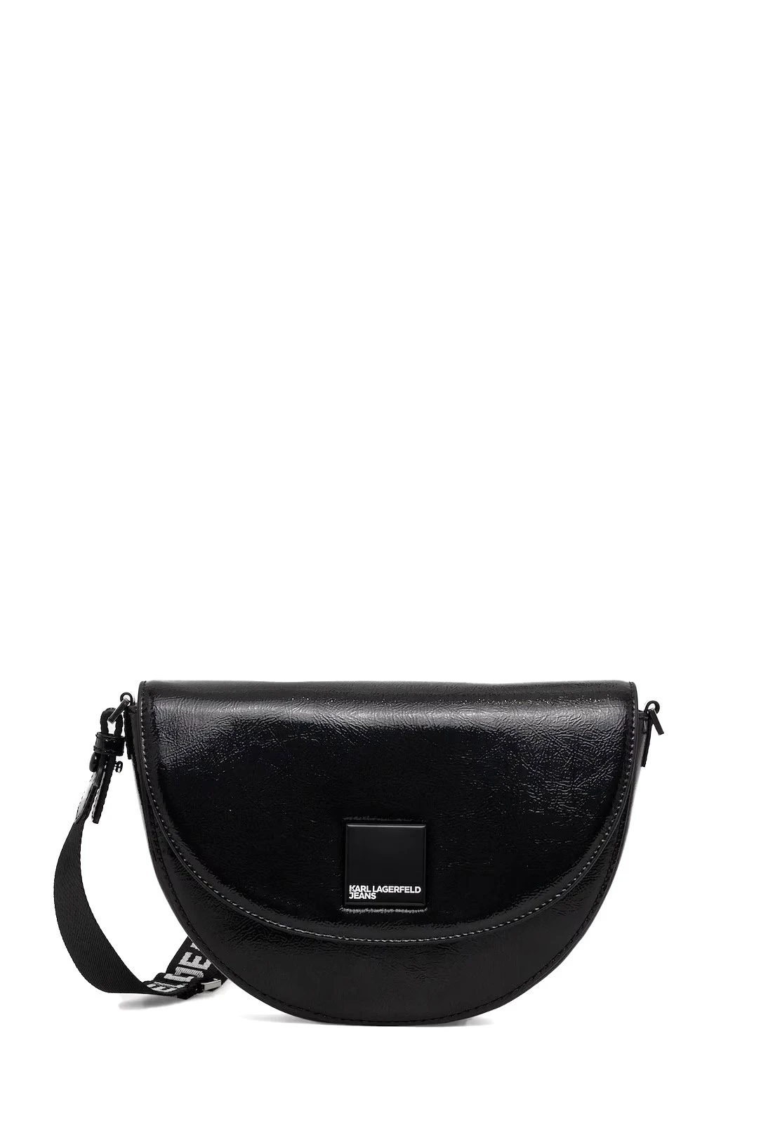 Patent Leather Half Moon Crossbody Bag 
