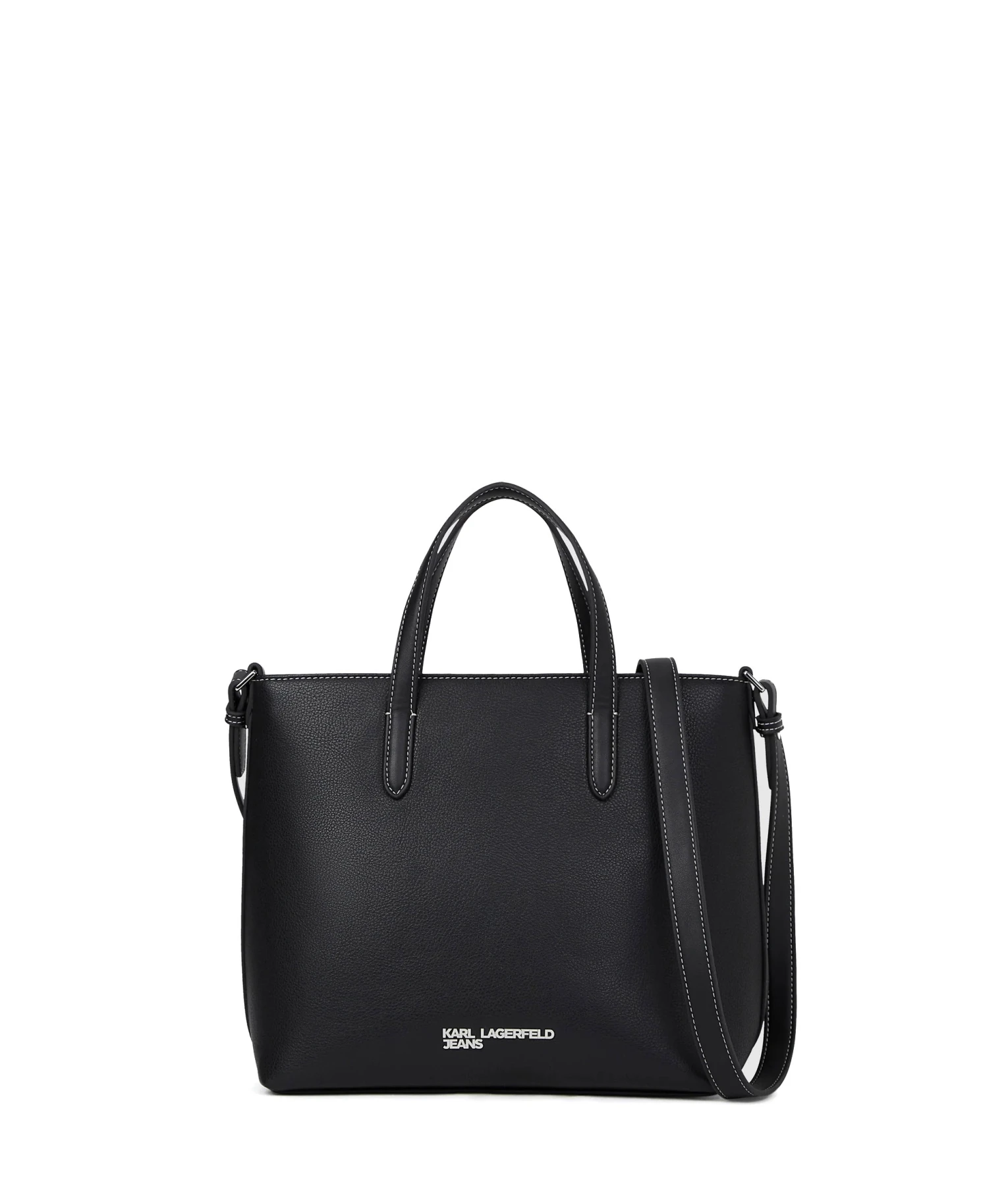 Medium Leather Tote Bag With Metal Logo 