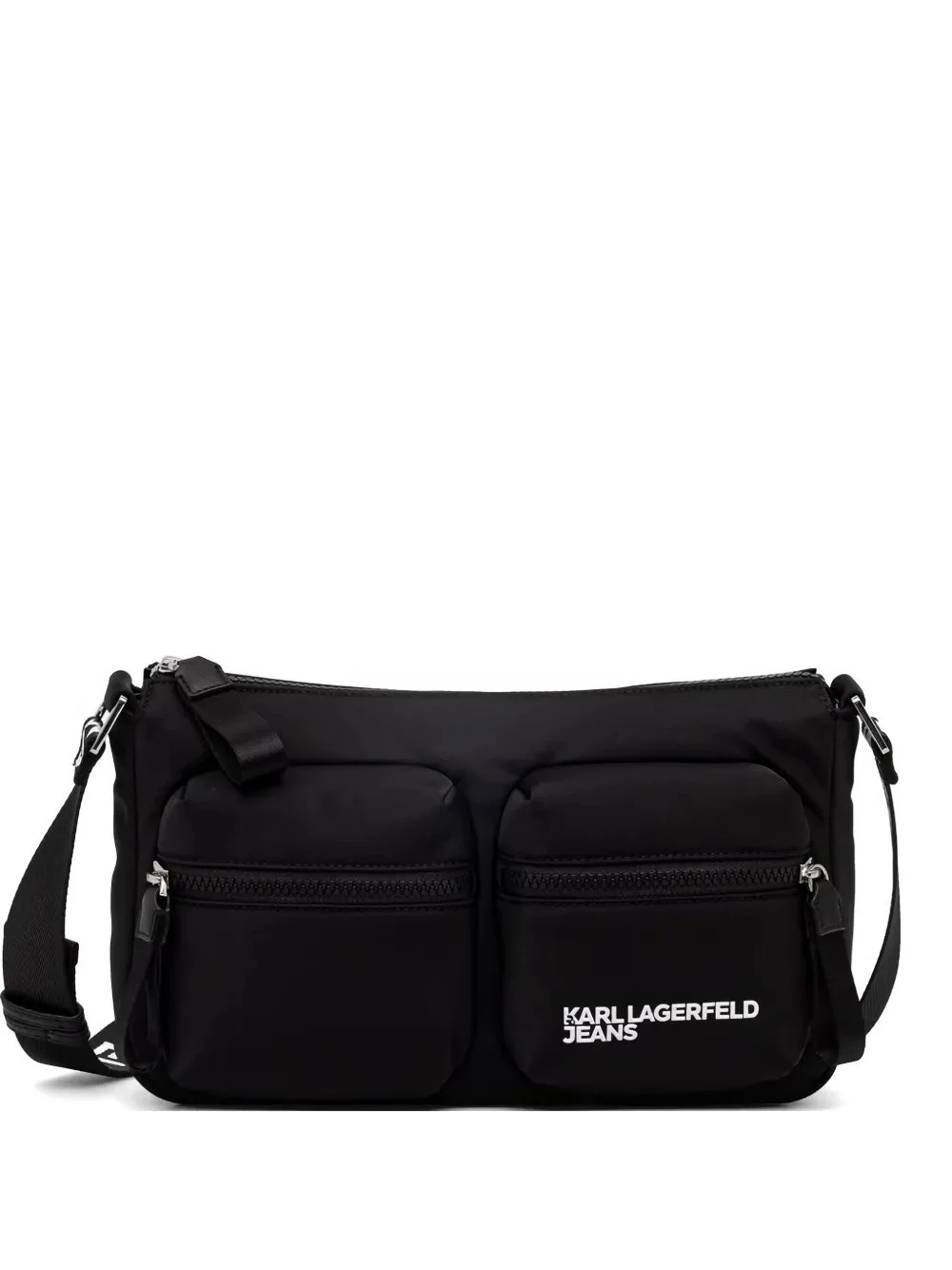 Double-Pocket Nylon Crossbody Bag