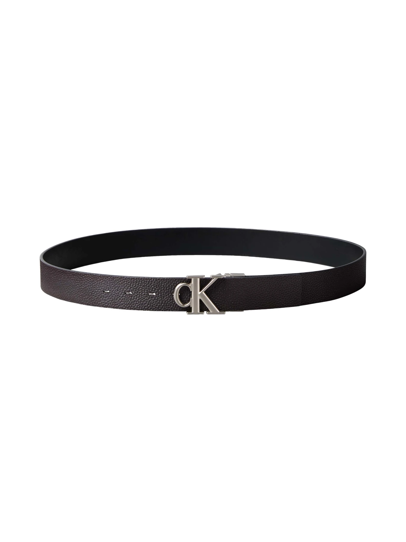 Pebbled Leather Reversible Beltwith CK Monogram Buckle