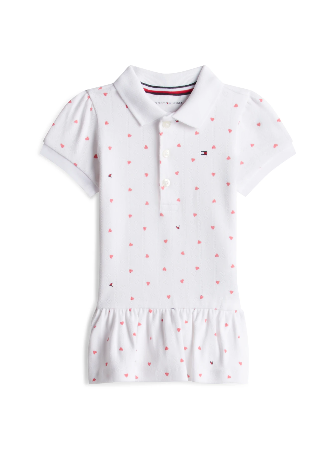 Kids Baby Girl Heart Print Pointelle Polo Dress