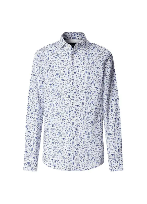 Tailored Fit Island Print Shirt