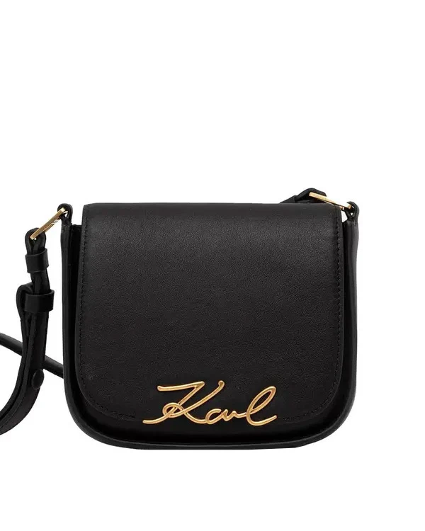 k/Signature Metal Logo Saddle Crossbody Bag