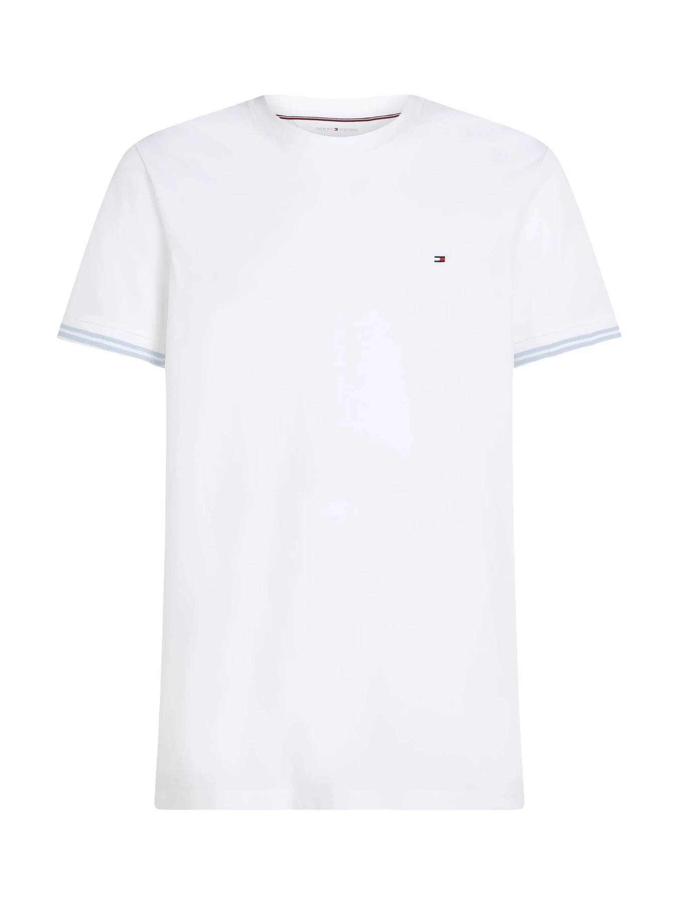 Flex Stretch Crew Neck Cotton Short Sleeve T-shirt with Colored Trim