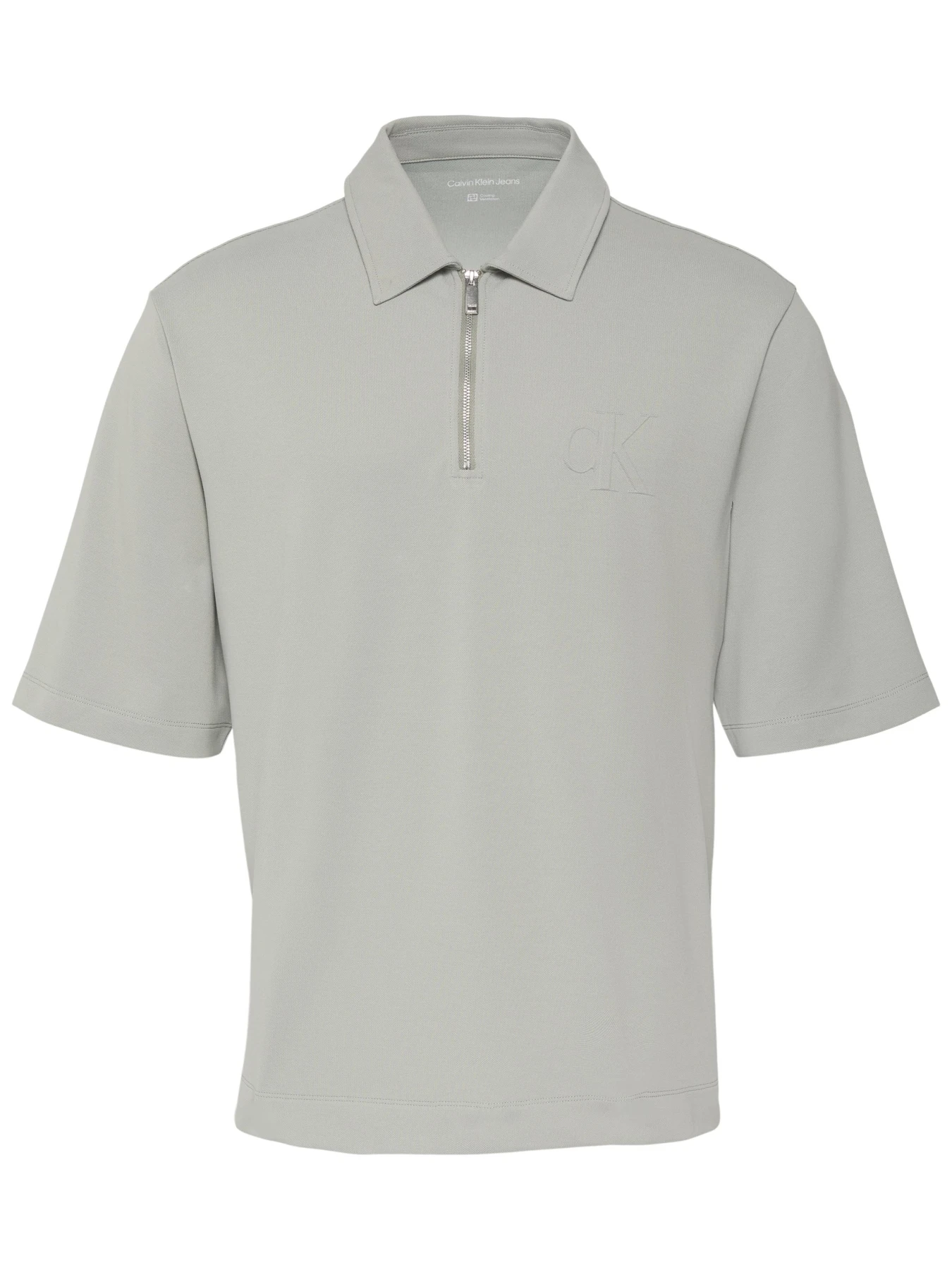 Tonal Monogram Zip Short Sleeve Polo