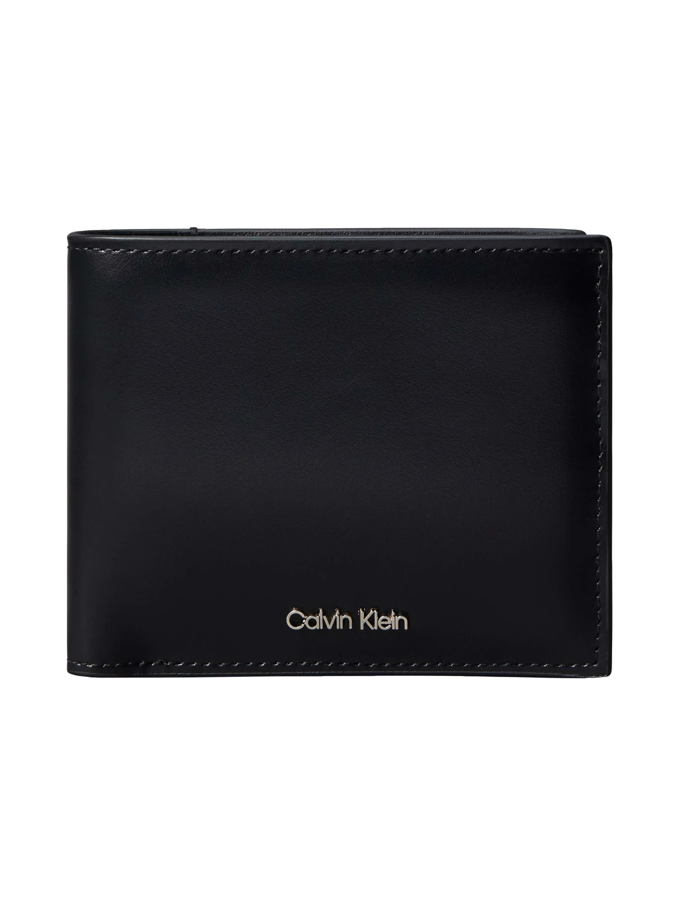 Metal Logo Leather Trifold Wallet