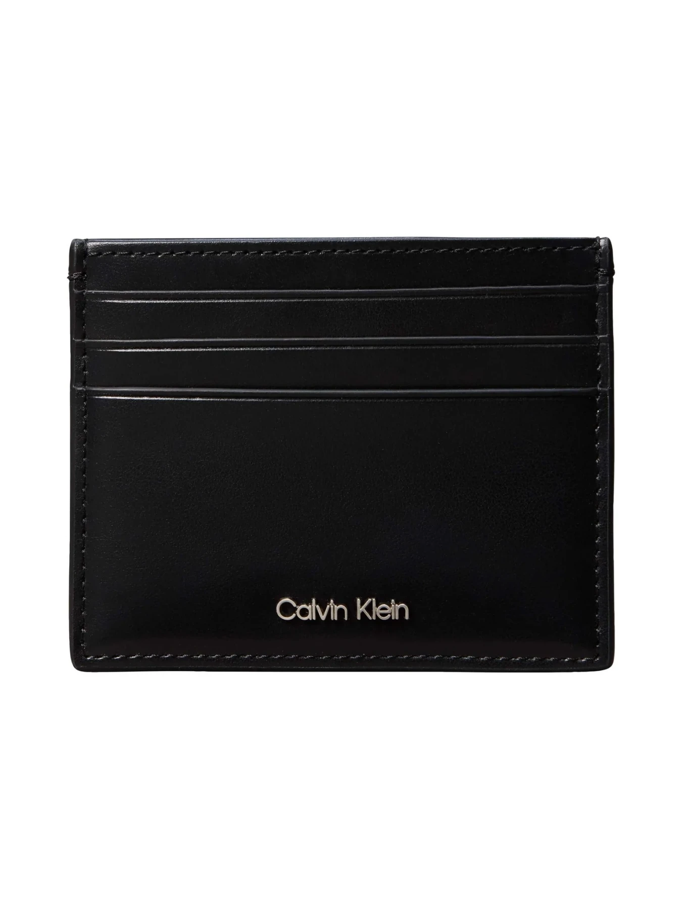 Metal Logo Leather Card Holder