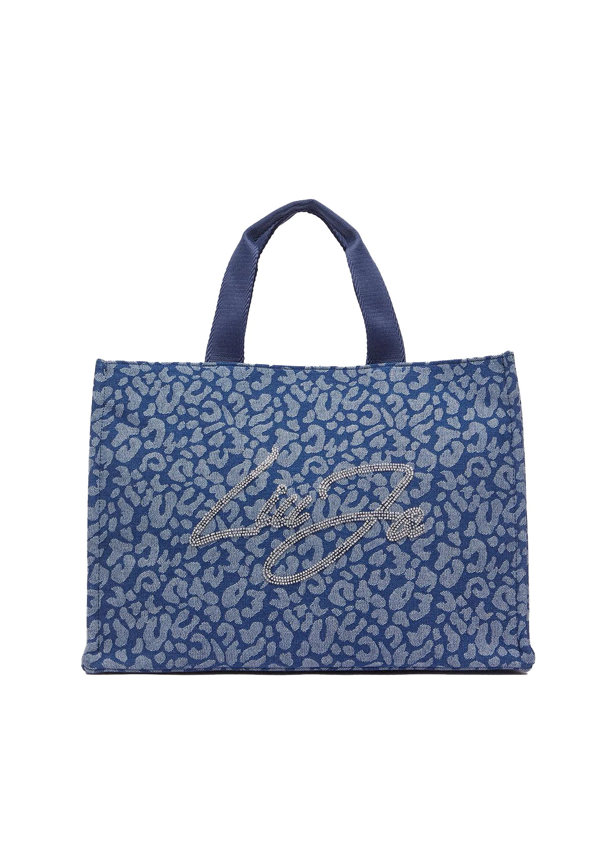 Large Animal-Print Denim Tote Bag