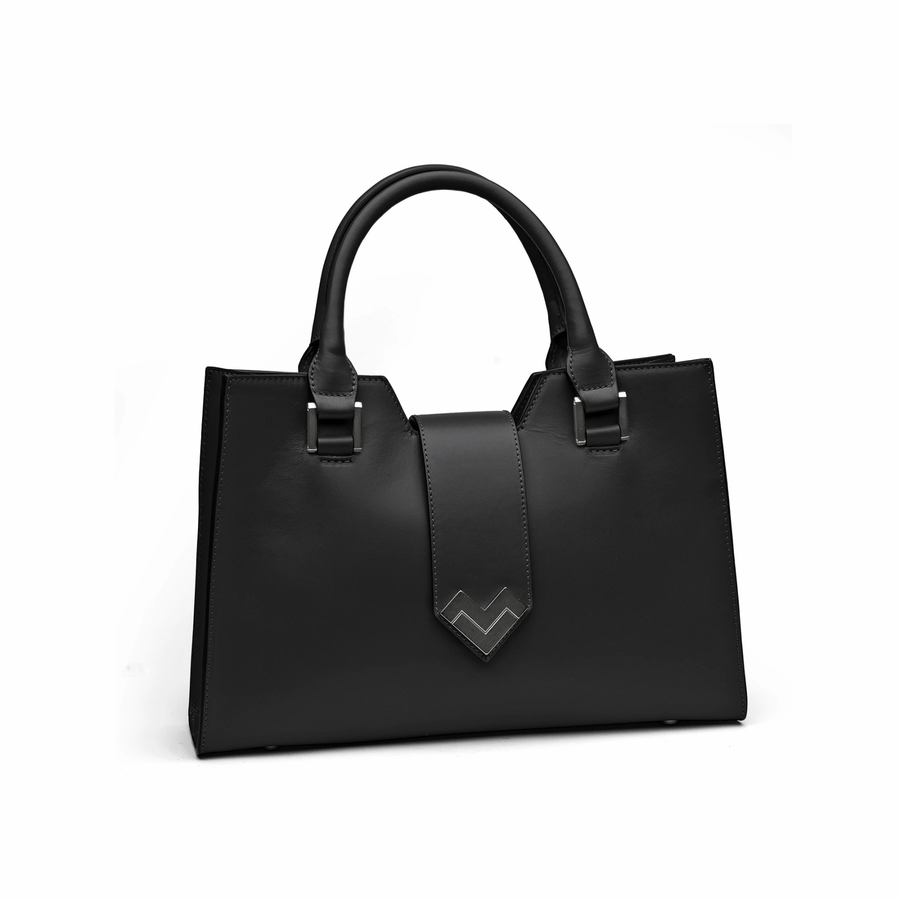 Medium Calfskin Leather Tote Bag with Chevron Hardware