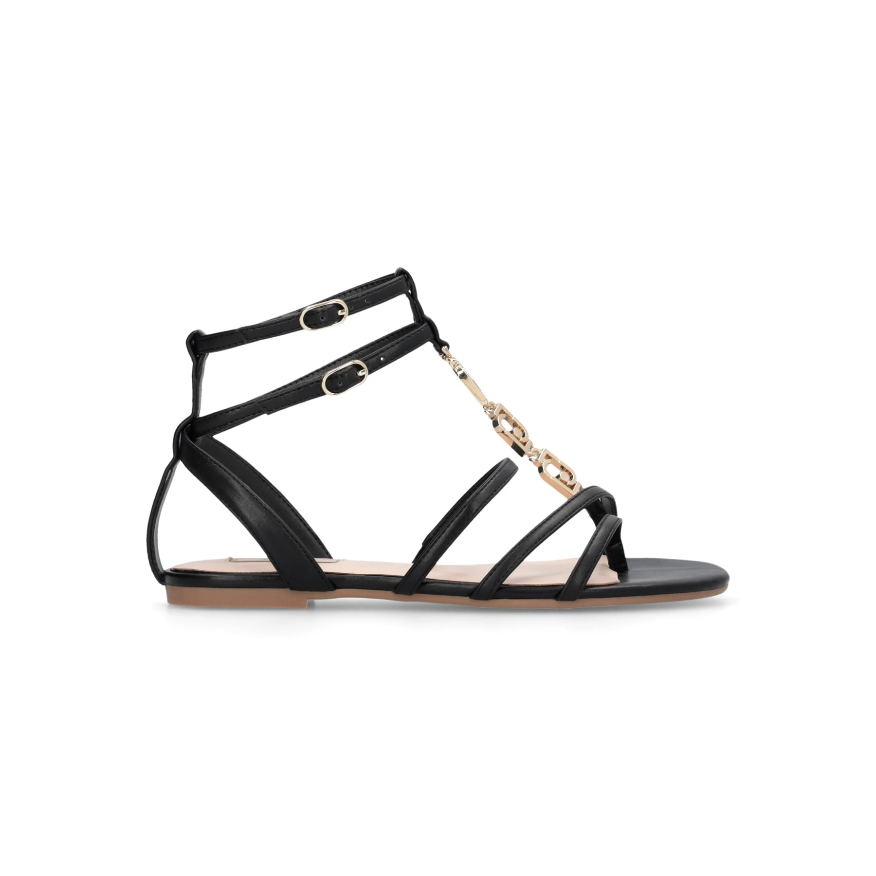 Strappy Gladiator Sandals with Gold Chain Link