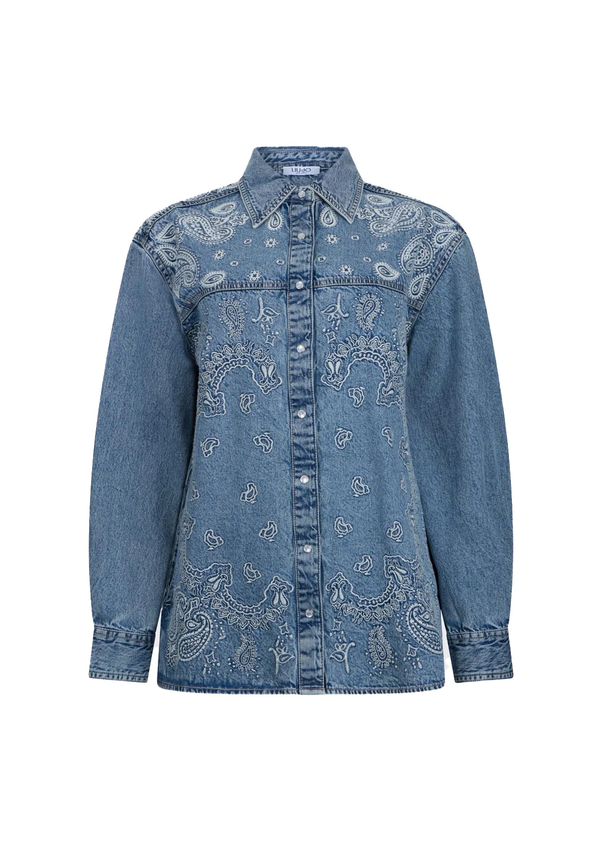Regular Fit Long Sleeve Denim Shirt With Embroidery