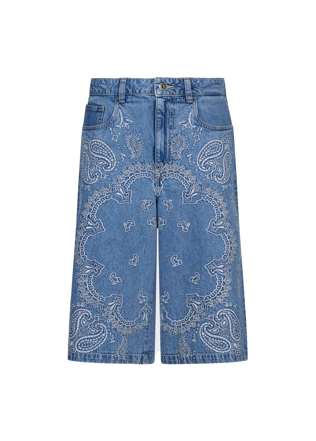 Denim Bermuda Shorts With Embroidery