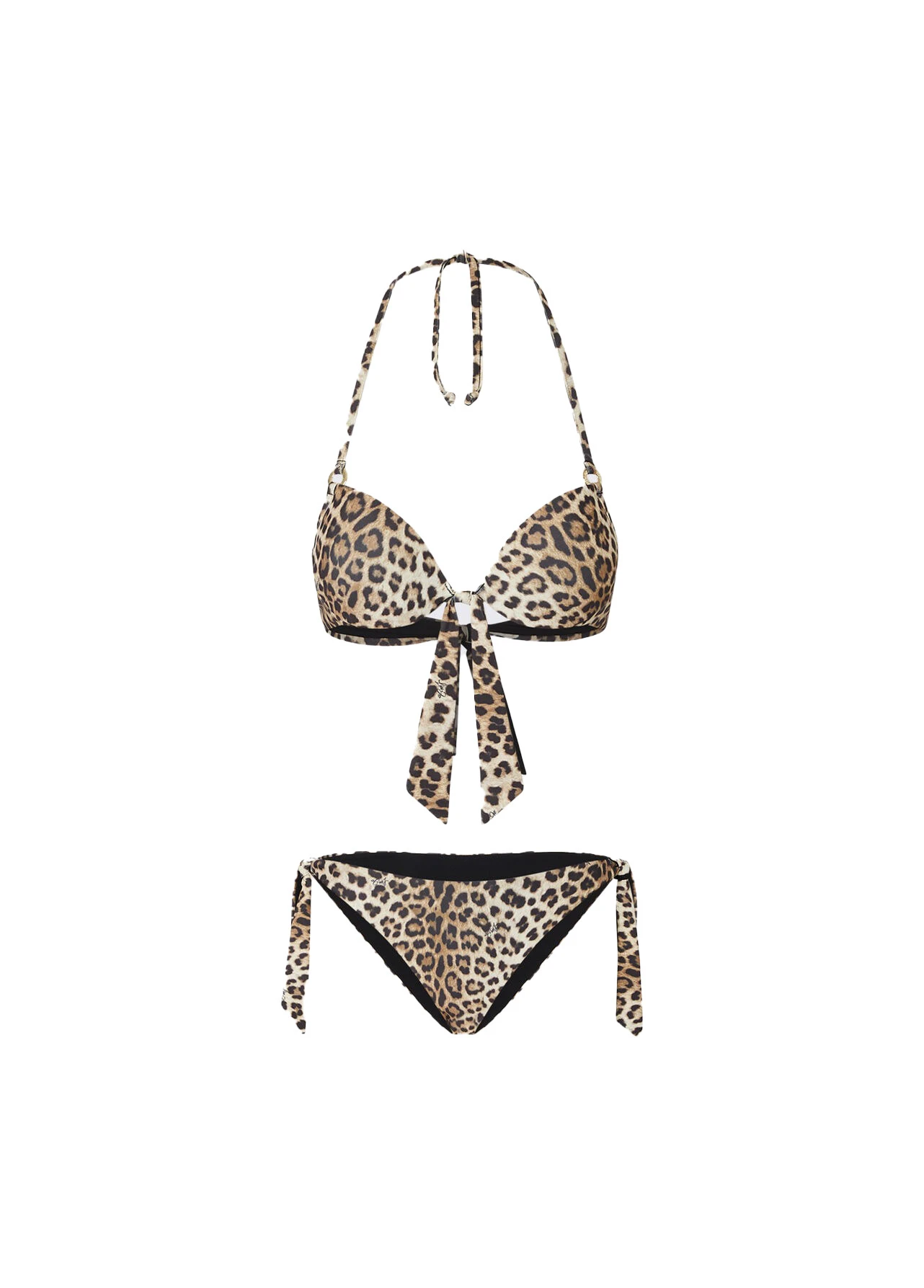 Animal-Print Bikini Bottoms And Push-Ups Bikini Top
