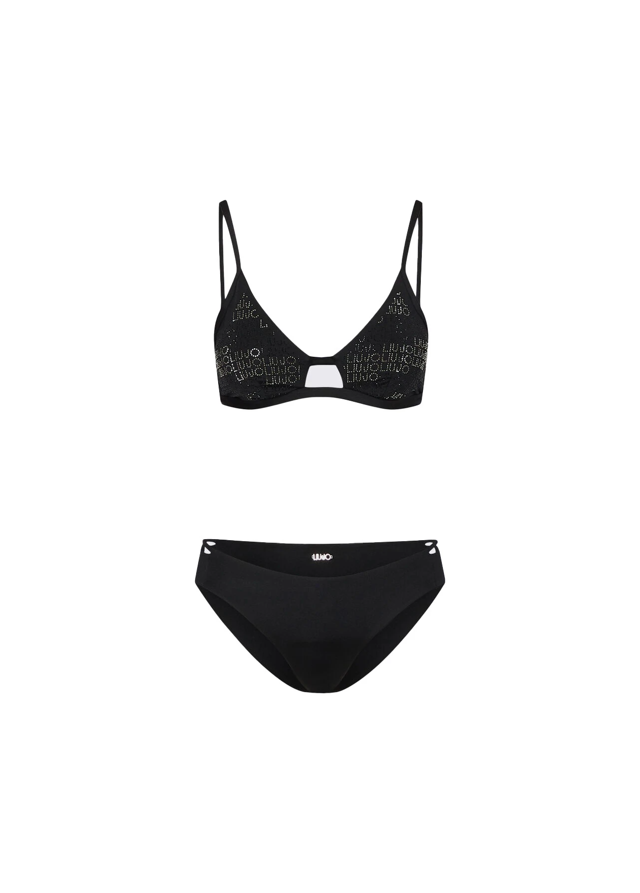Bikini Top And Bottoms With Rhinestones