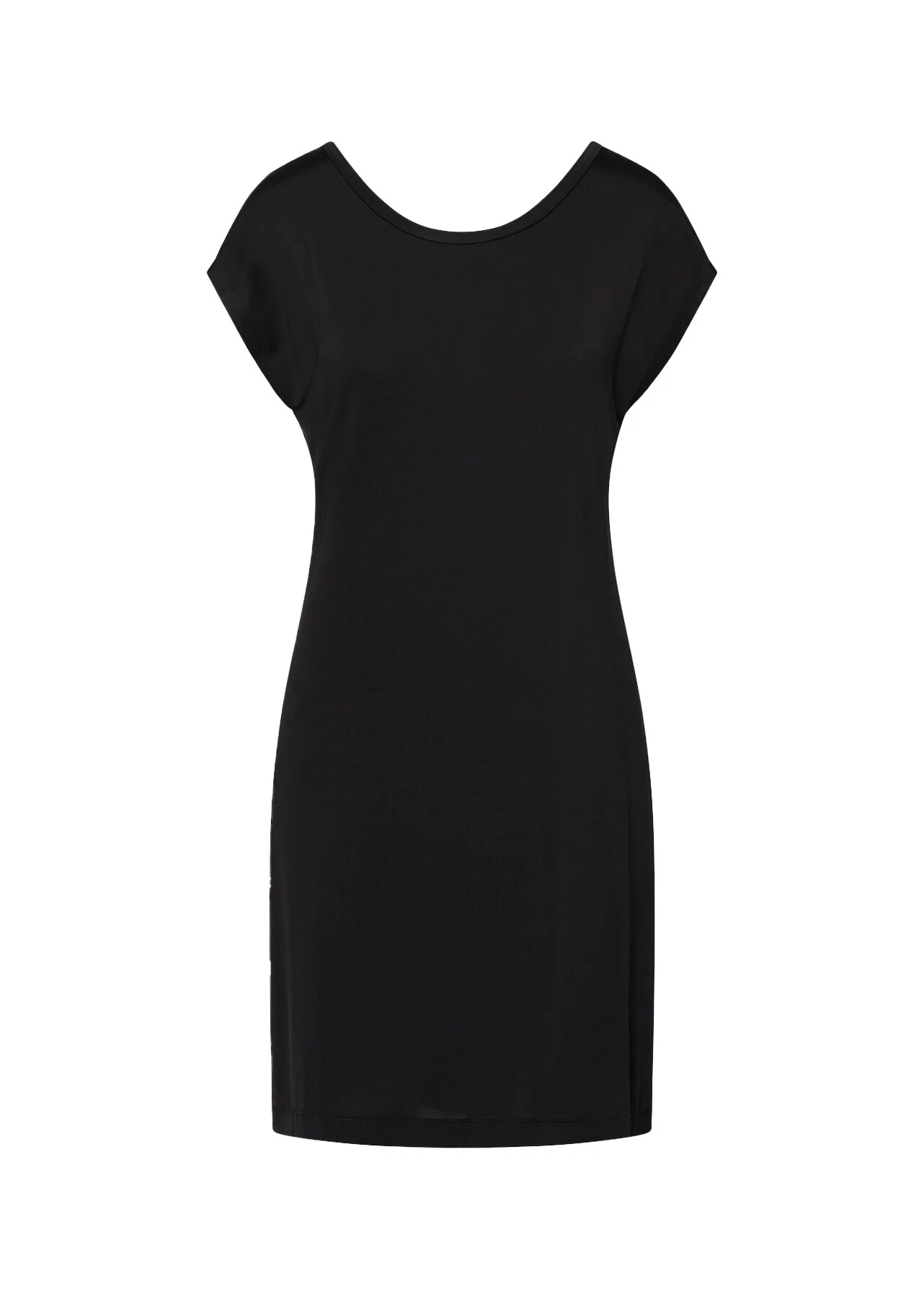 Short Shiny Jersey Dress With V-Neck Back