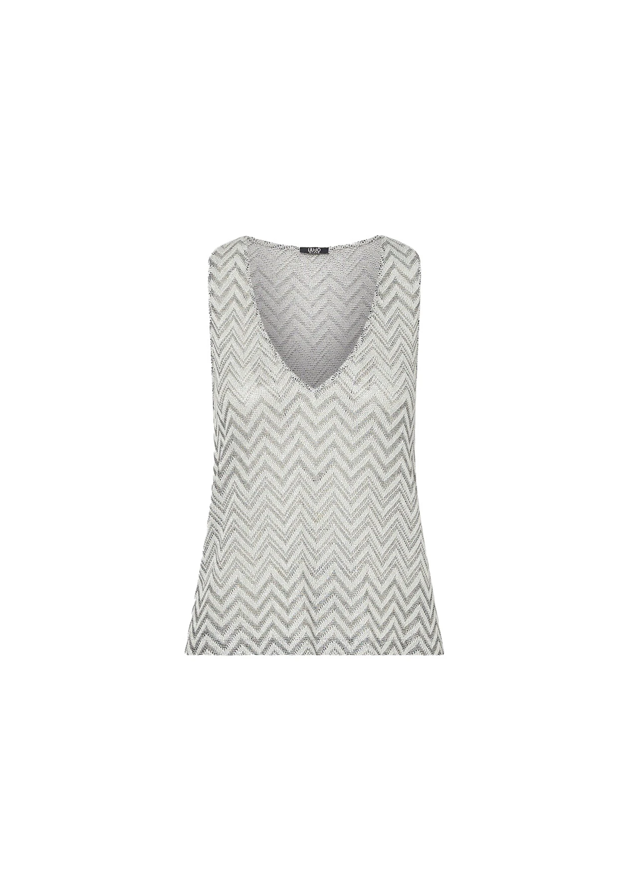 Chevron Knit Top With Lurex Inserts
