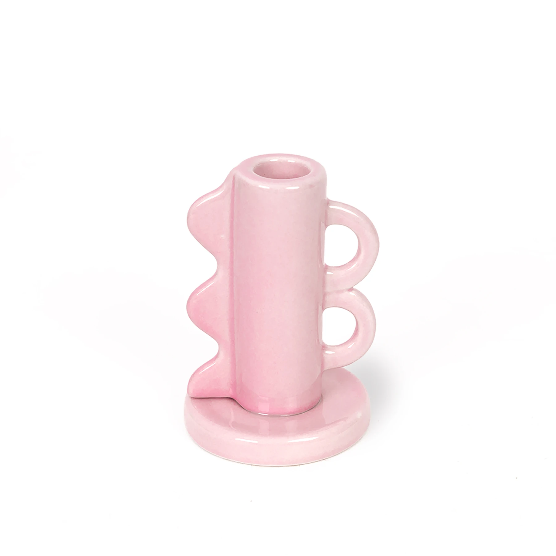 Pink Vintage Double Handle Candle Holder 