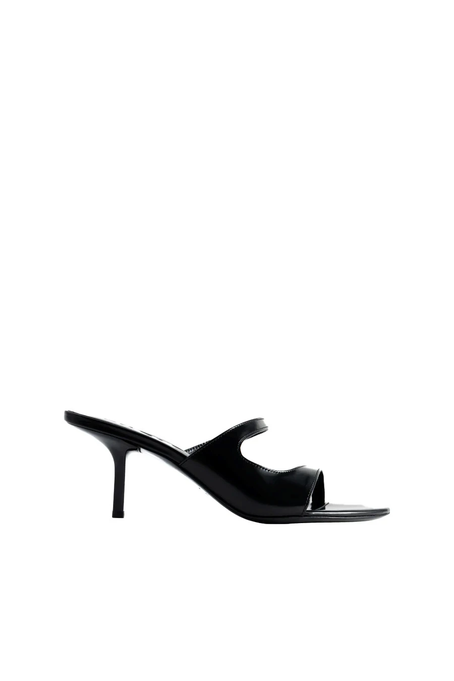 Semi Patent Leather Slip-On Heeled Mule