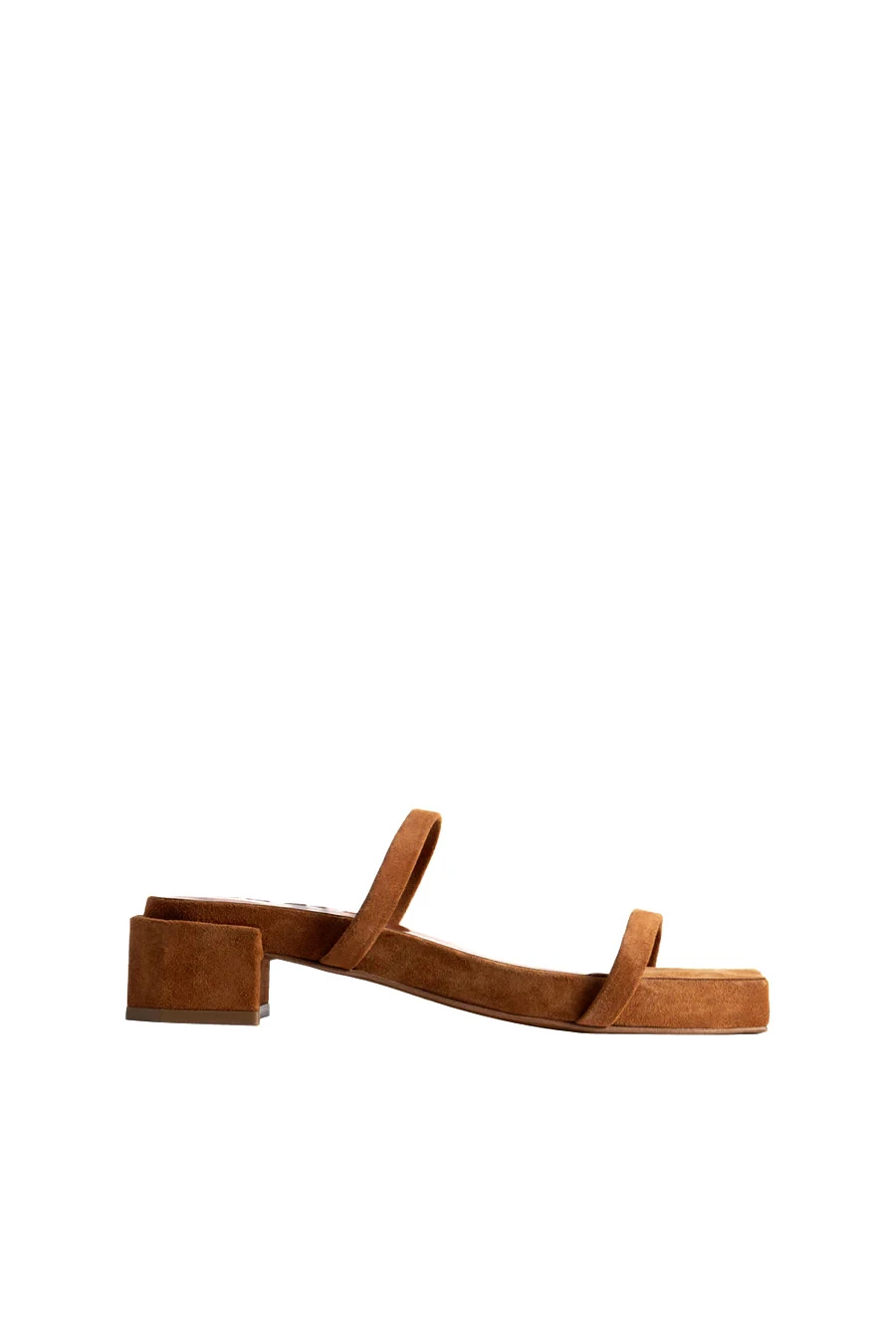 Suede Minimalist Double-Strap Block Heel Mule