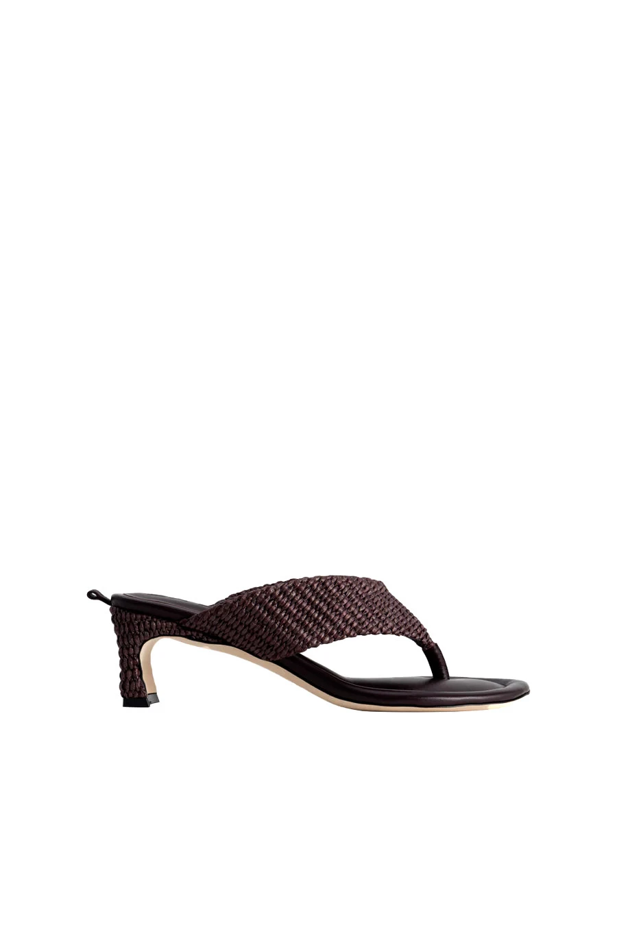 Raffia And Leather Thong Heeled Mule